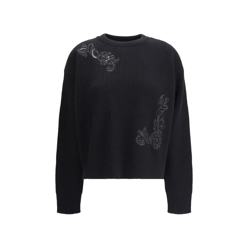 Versace Barocco-Pullover mit Blattstickerei