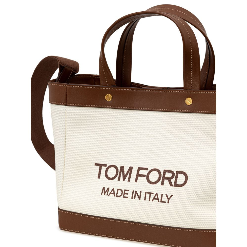 Tom Ford Beigefarbene Tote Bag aus Baumwolle