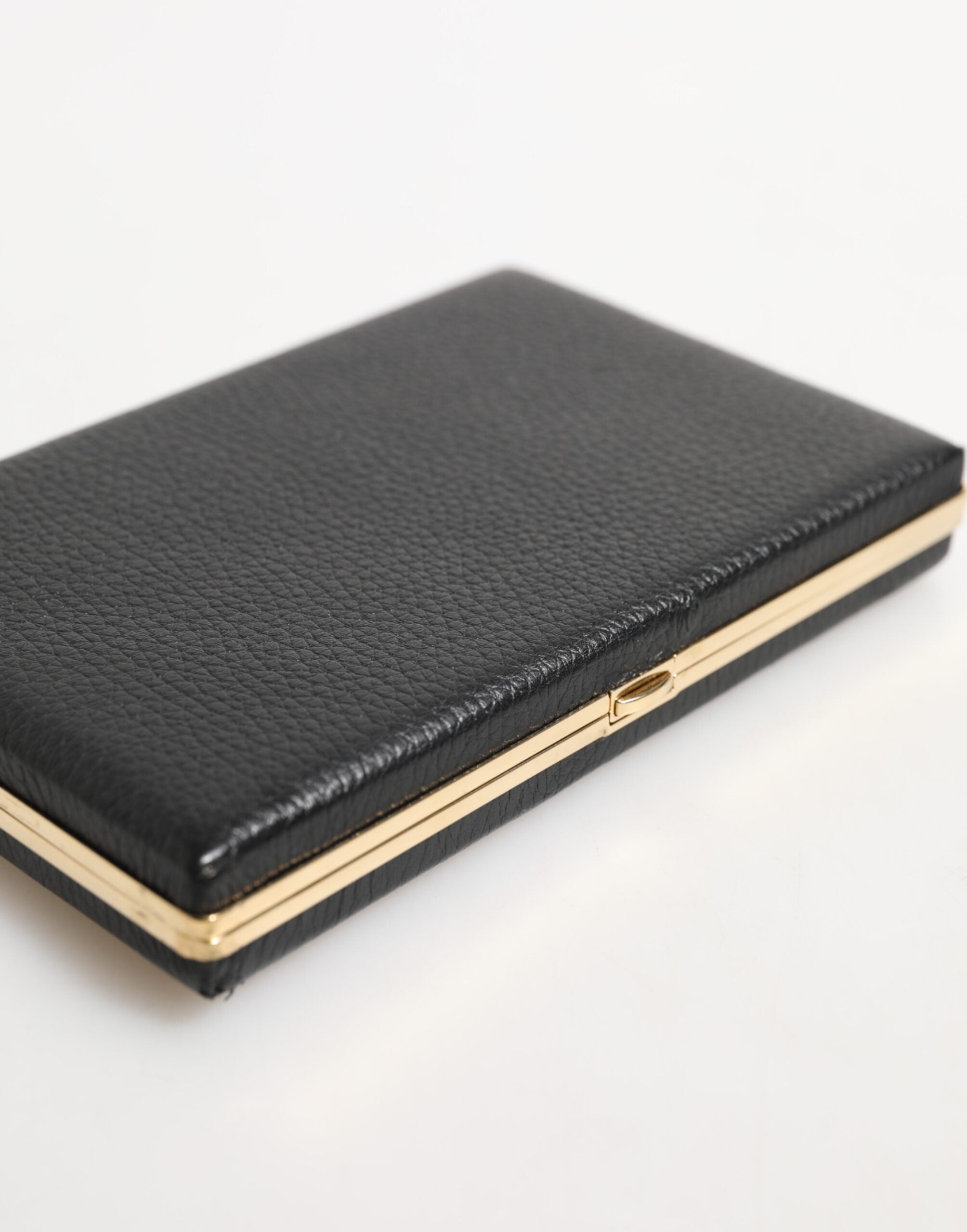 Dolce & Gabbana Schwarz Leder Gold Rahmen Kupplung Abend Party Handtasche