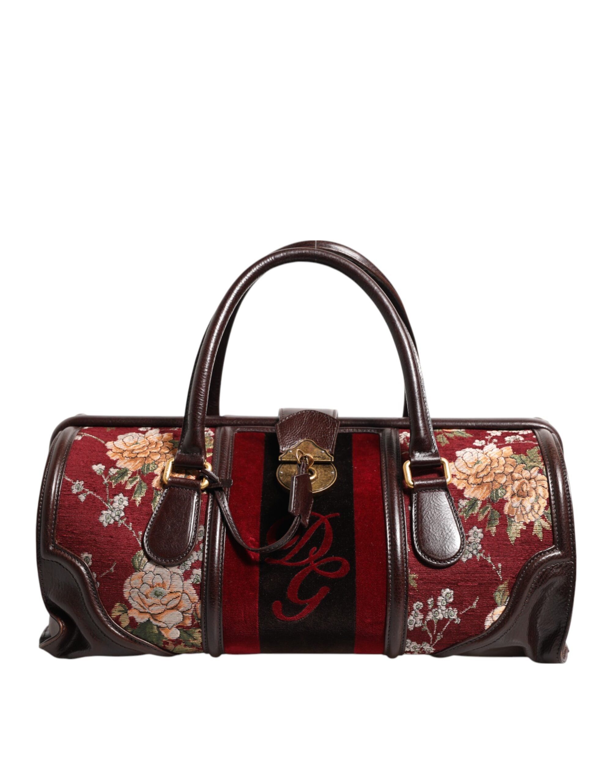 Dolce & Gabbana Multicolor Leder Jacquard Samt Reisetasche Duffle Bag