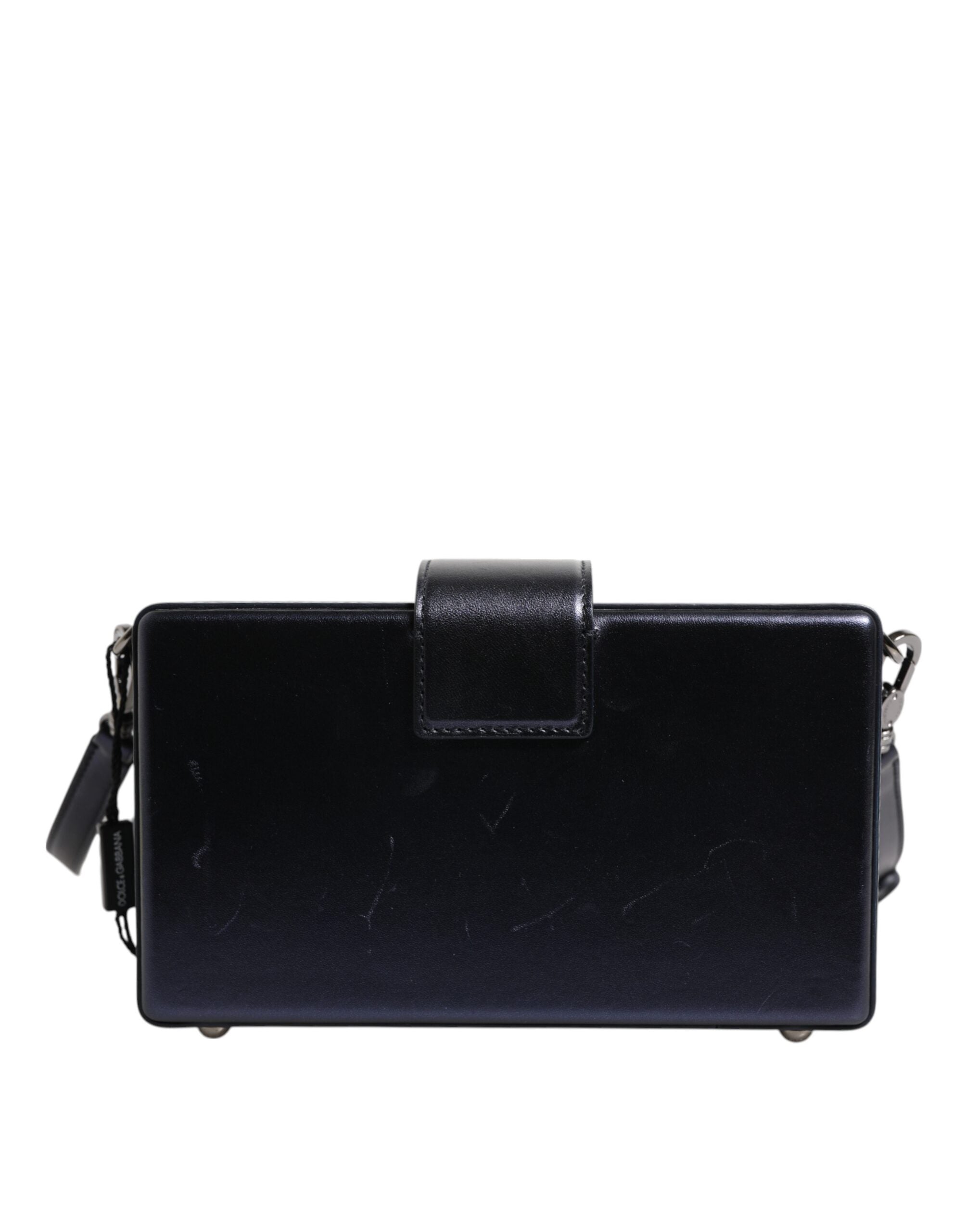 Dolce & Gabbana Blaue DG BOX Lammfell Leder Crossbody Strap Tasche