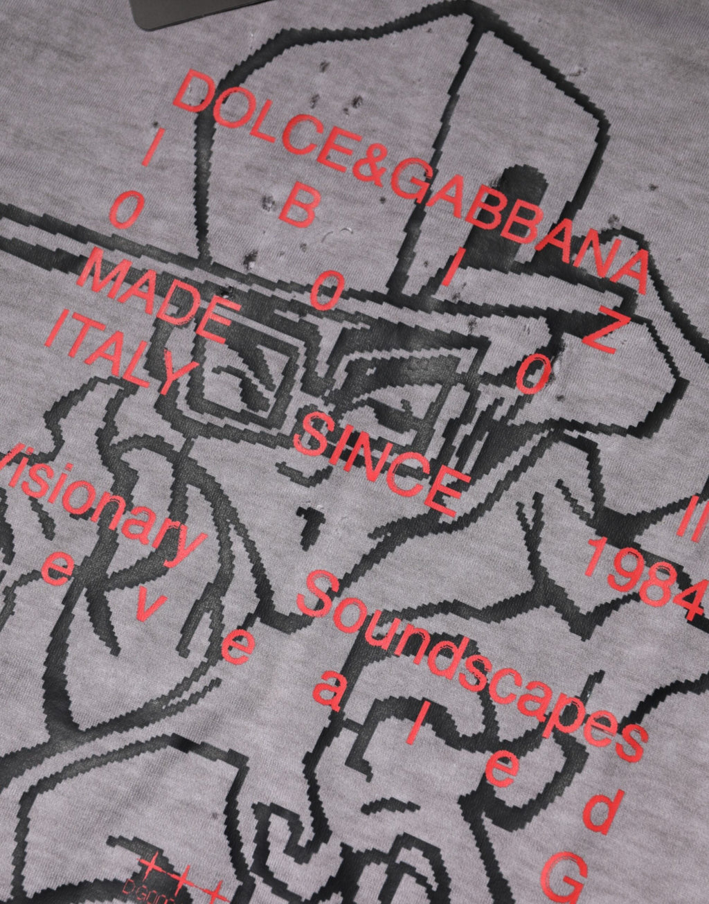 Dolce & Gabbana Gray Graphic Print Cotton Crew Neck T-shirt