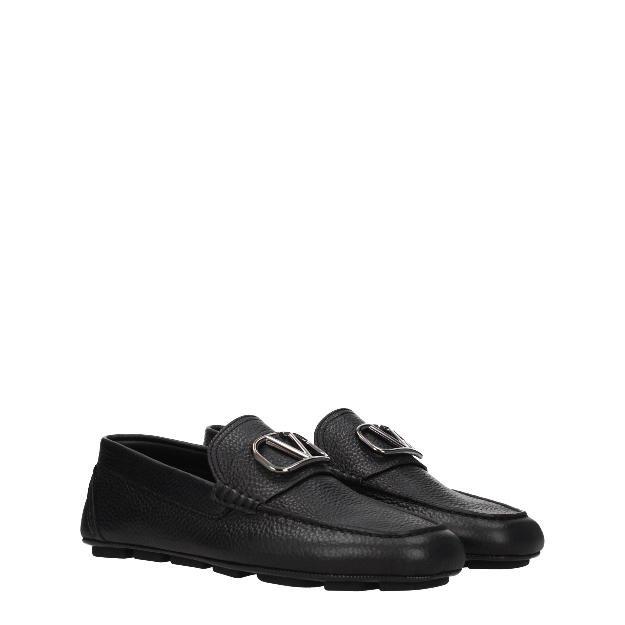 Valentino Garavani Schwarze Leder Slipper