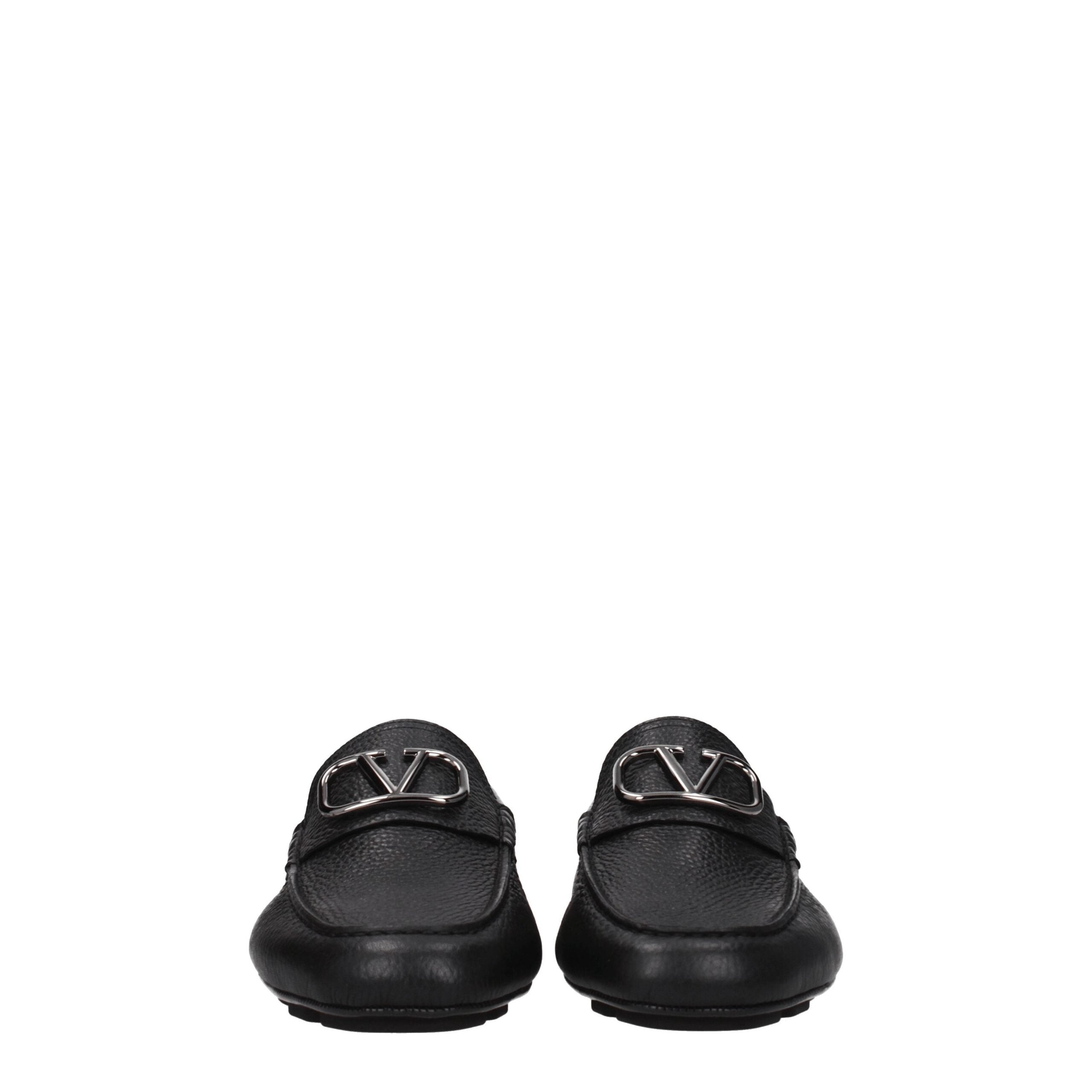 Valentino Garavani Schwarze Leder Slipper