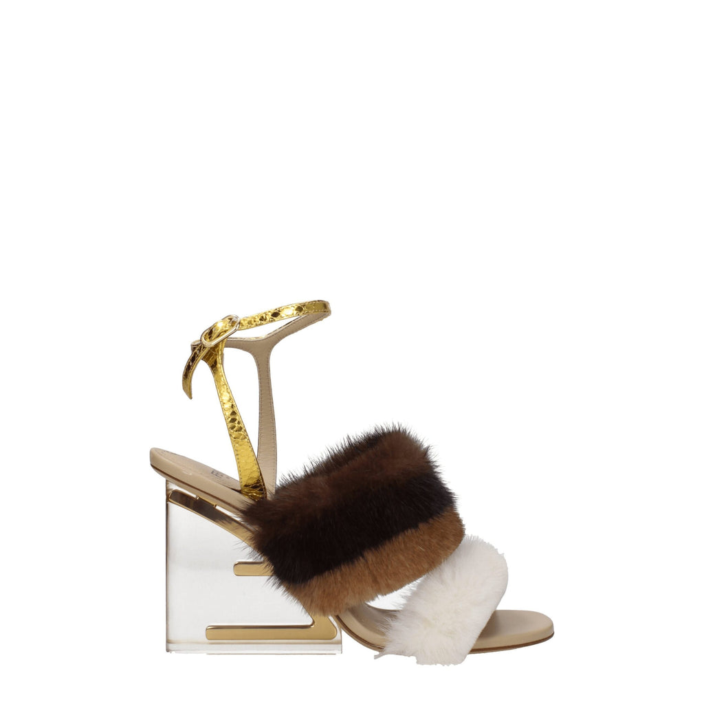 Fendi Braune Nerz Riemchensandalen
