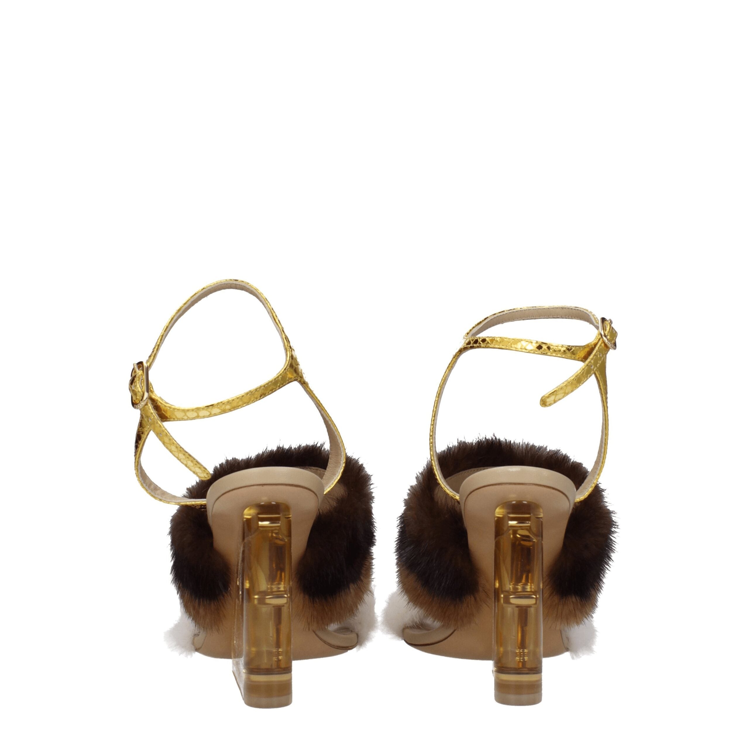 Fendi Braune Nerz Riemchensandalen