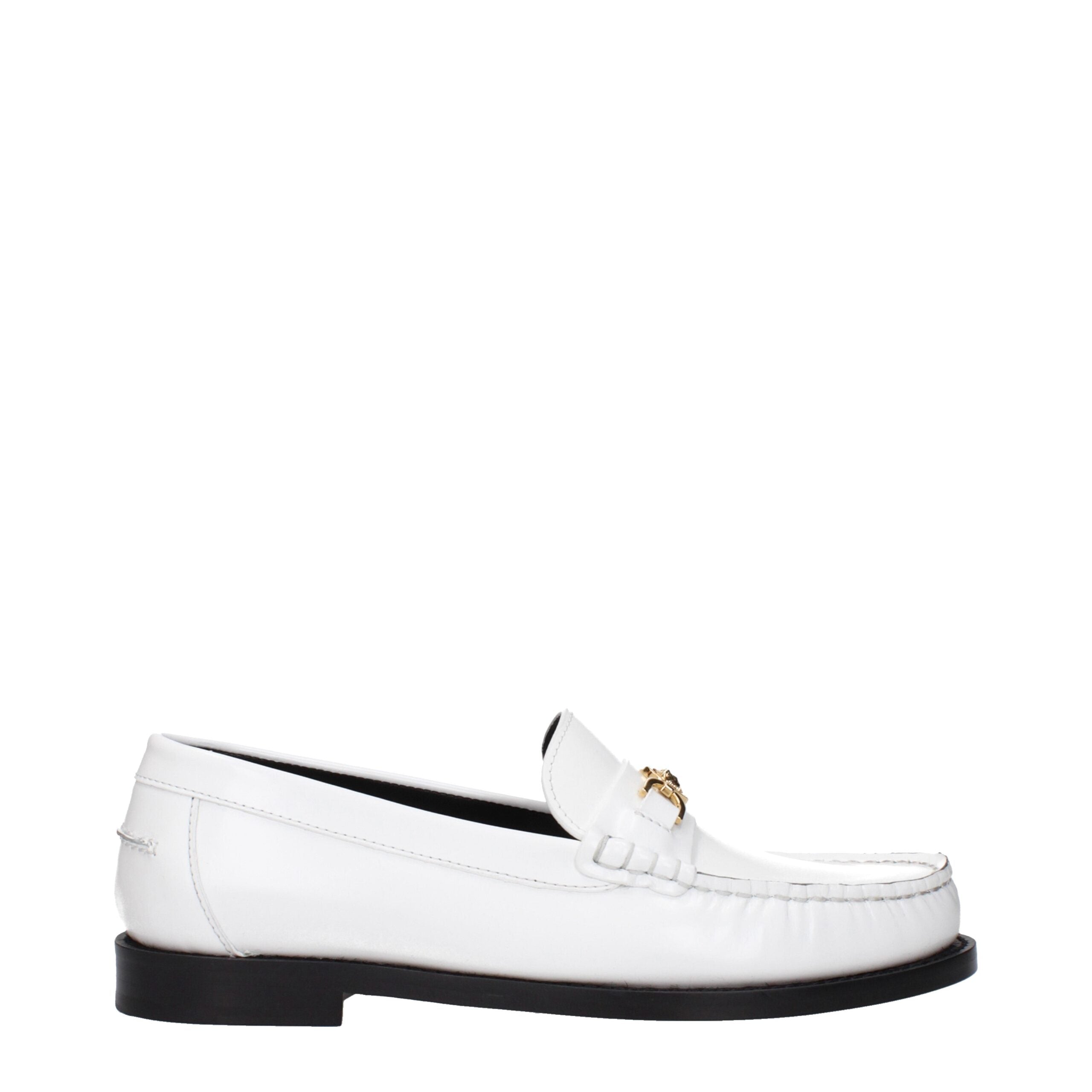 Versace Weiße Leder Slipper