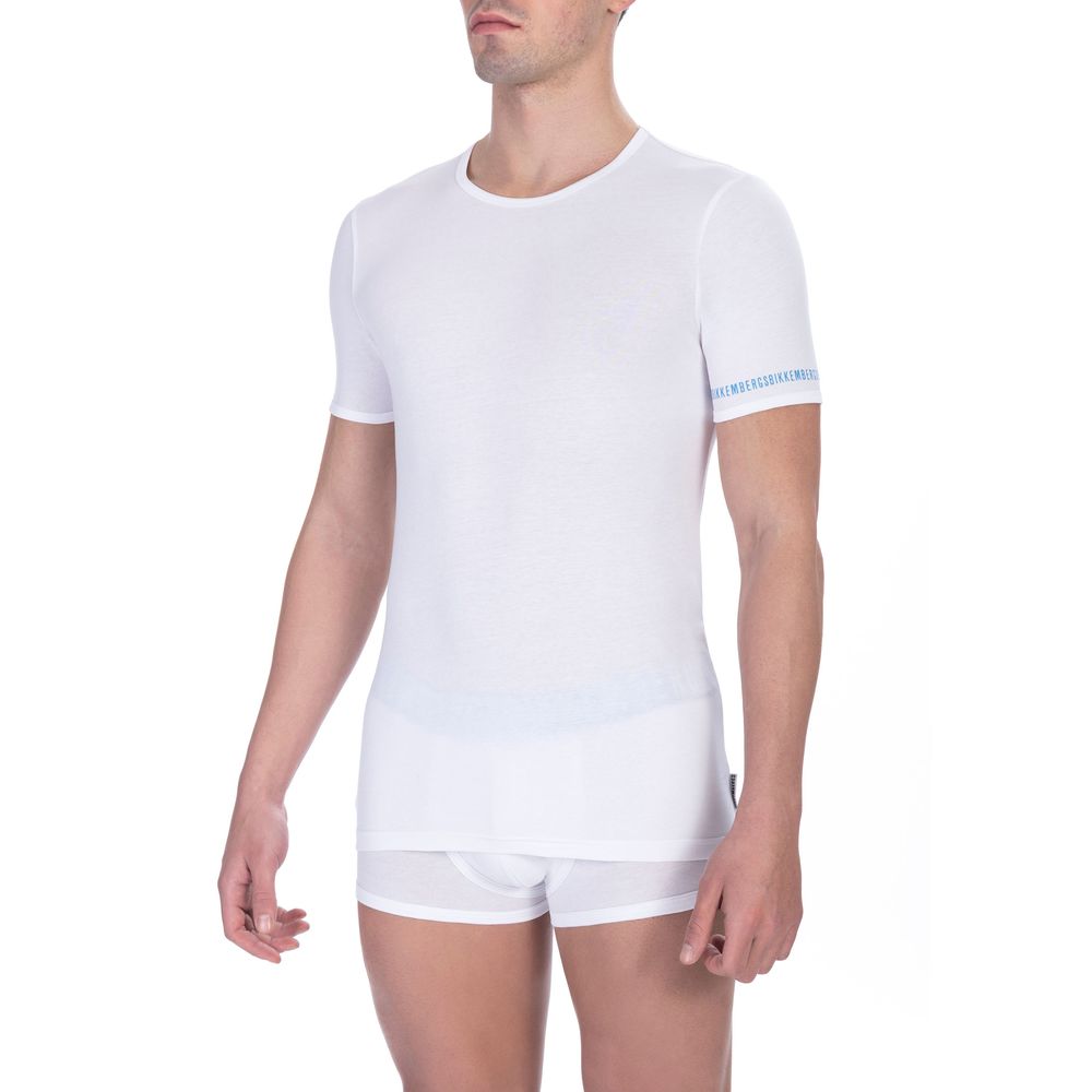 Bikkembergs Weißes Herren-T-Shirt aus Baumwolle im Doppelpack