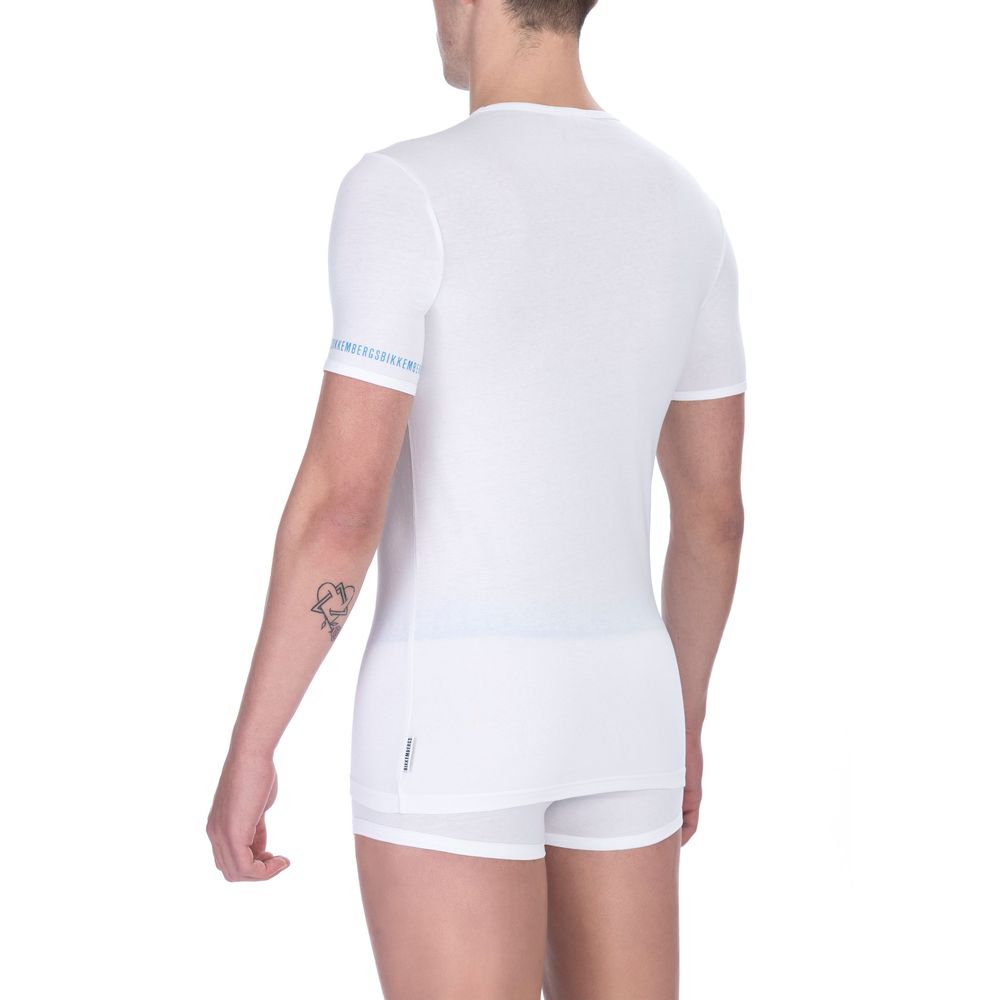 Bikkembergs Weißes Herren-T-Shirt aus Baumwolle im Doppelpack