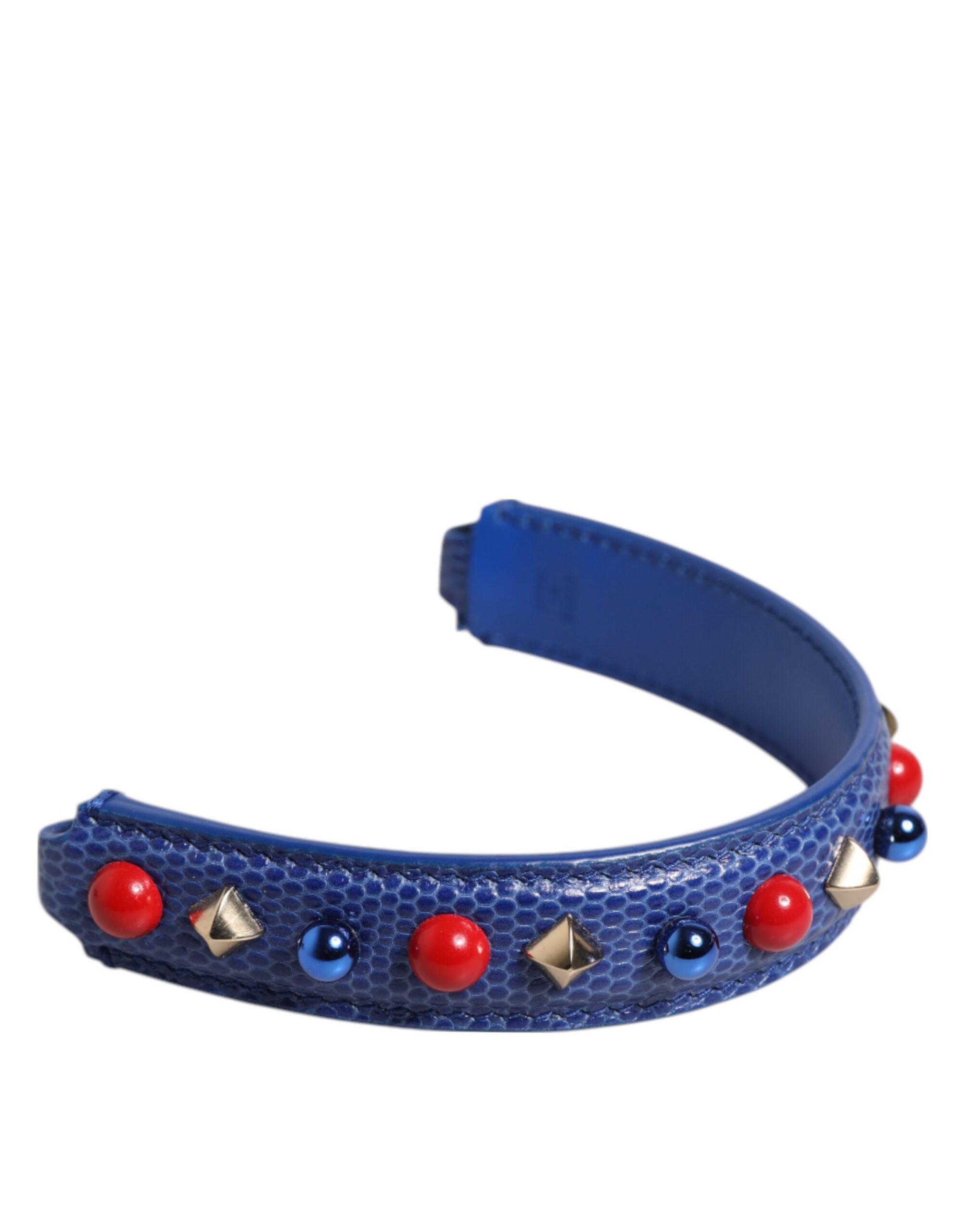 Dolce & Gabbana Blue Embellished Leather Bag Handle Women Shoulder Strap