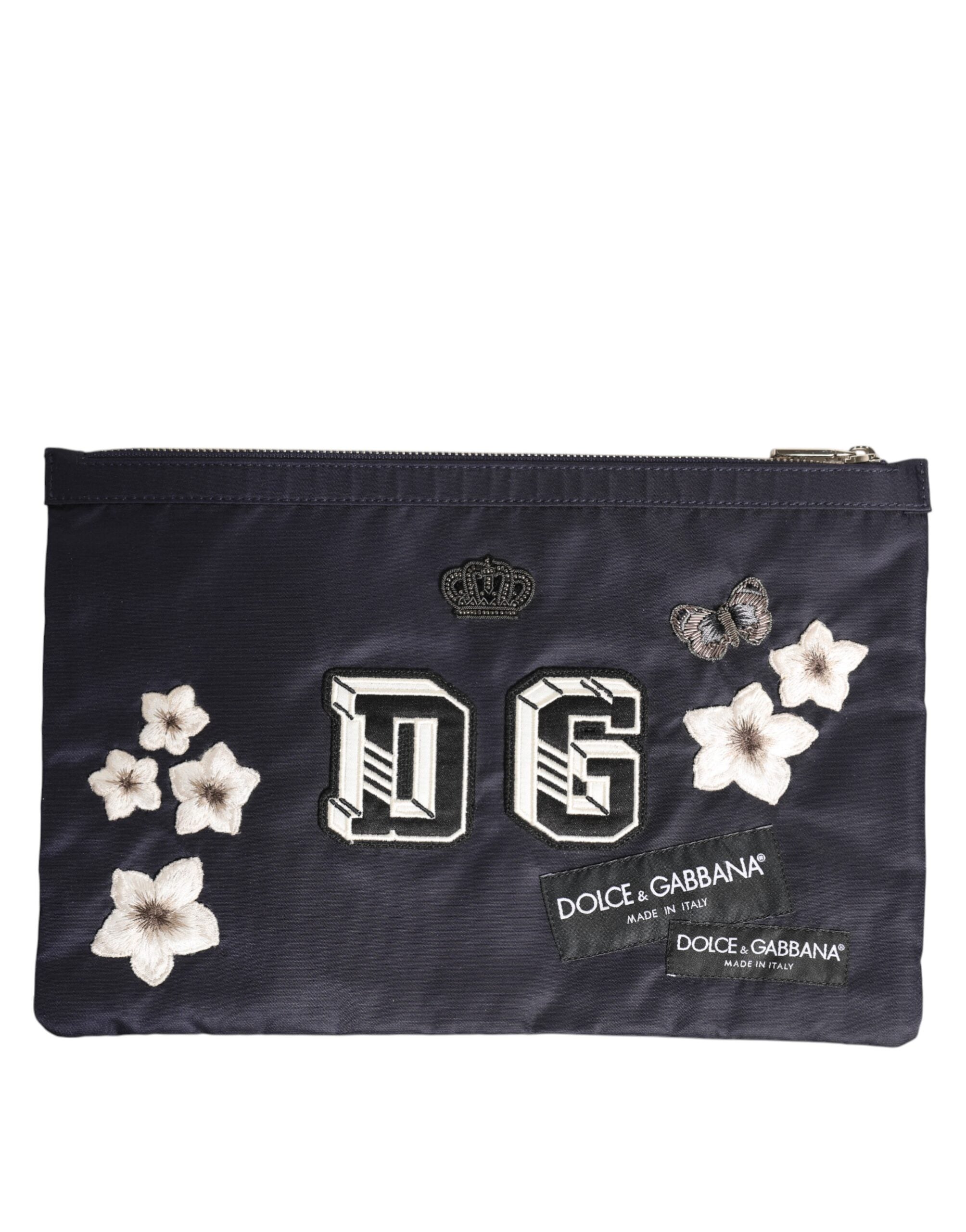 Dolce & Gabbana Blaue DG Logo Patch verschönerte Tasche Clutch Men Borse Tasche