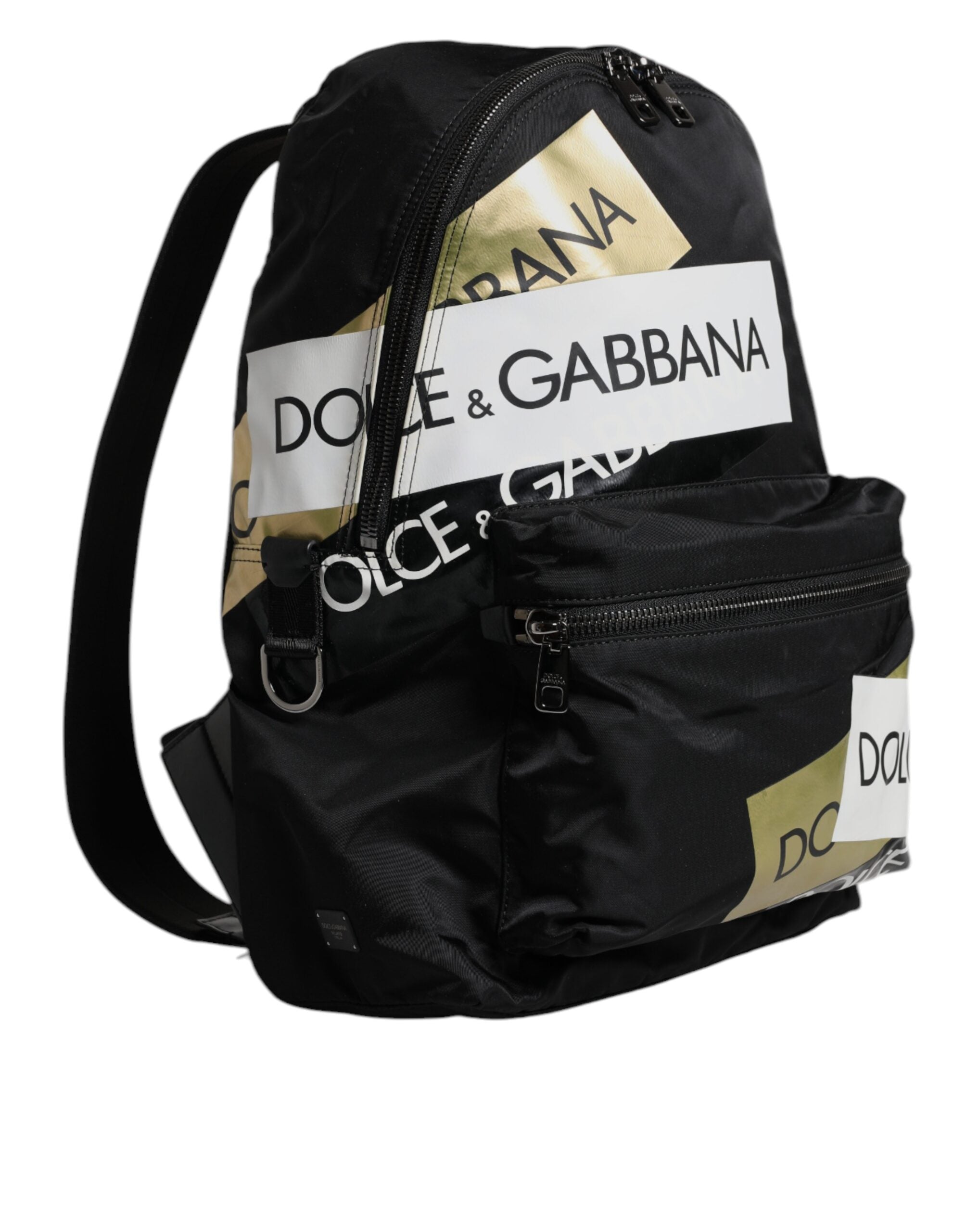 Dolce & Gabbana Schwarzes Logo Tape Polyamid Schule Travel Backpack Herren Tasche