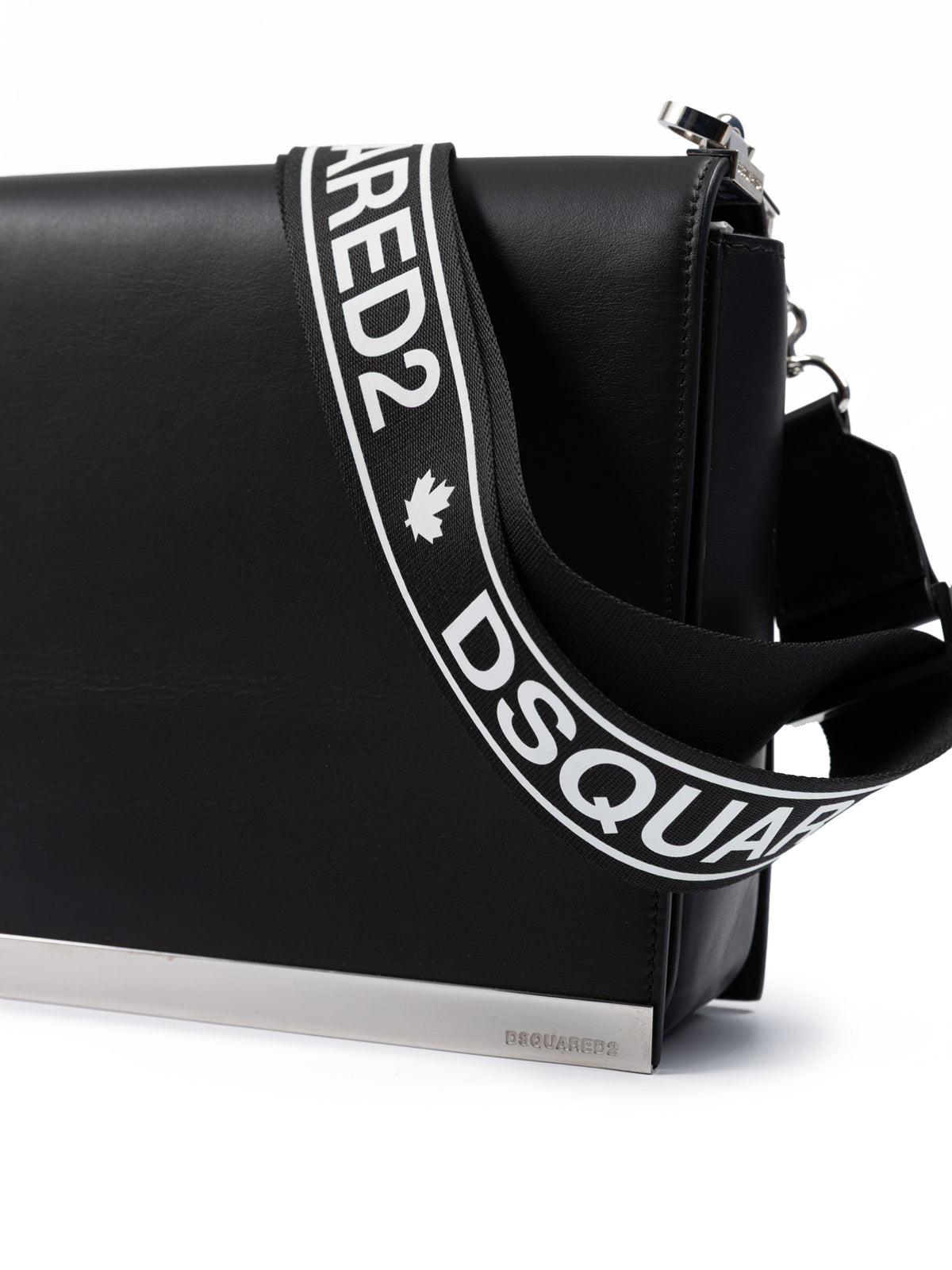Dsquared² Schwarze Leder-Messenger-Tasche