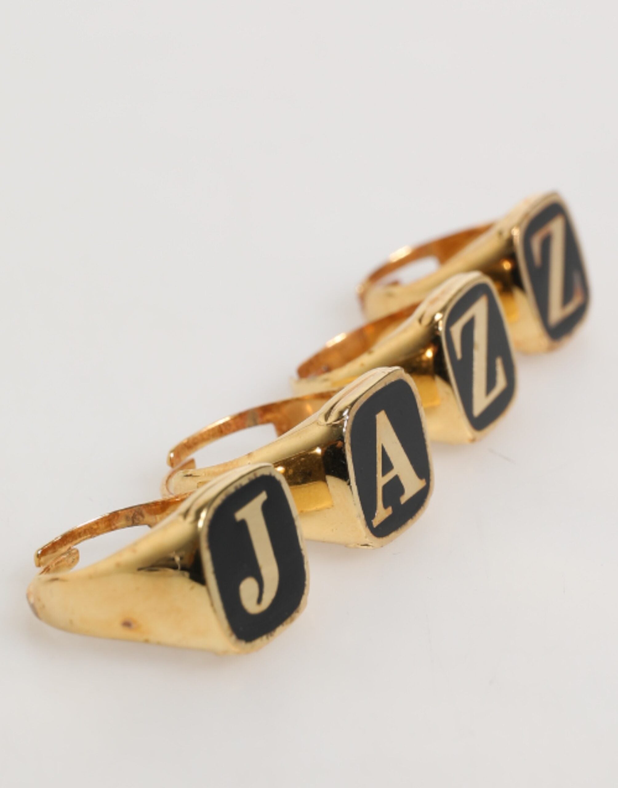 Dolce & Gabbana Gold-Ton Messing JAZZ Letter Set 4 Stück verstellbaren Ring