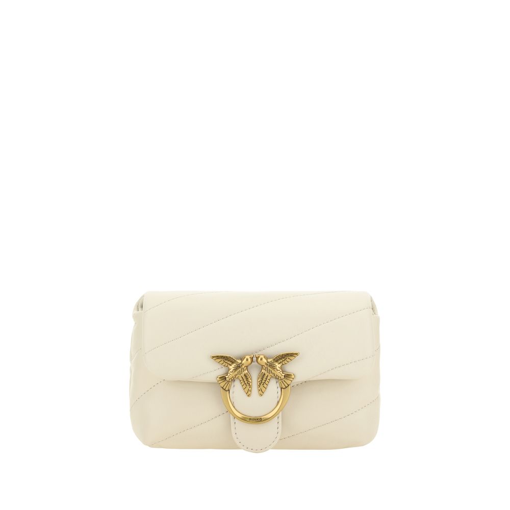 PINKO Weiße Kalbshaut Bos Taurus Schultertasche