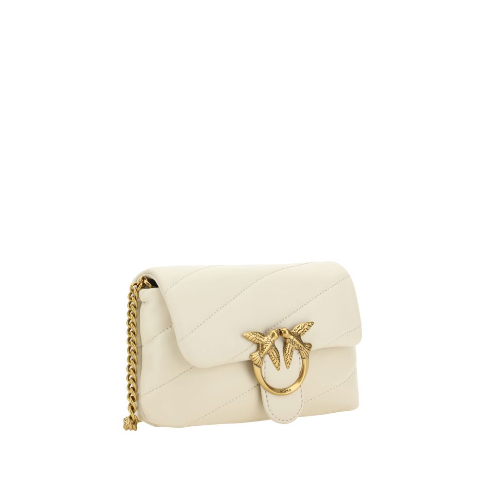 PINKO Weiße Kalbshaut Bos Taurus Schultertasche
