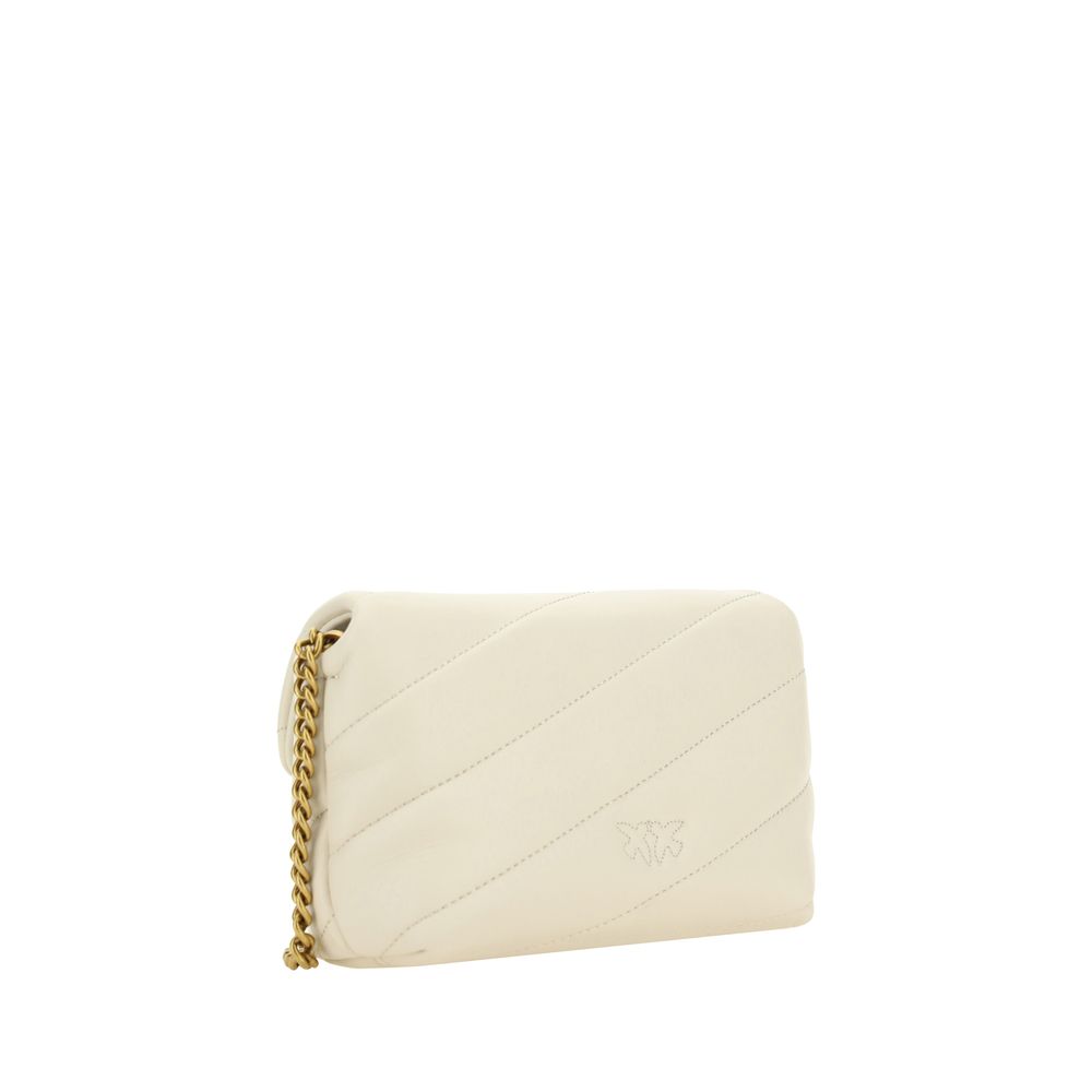 PINKO Weiße Kalbshaut Bos Taurus Schultertasche