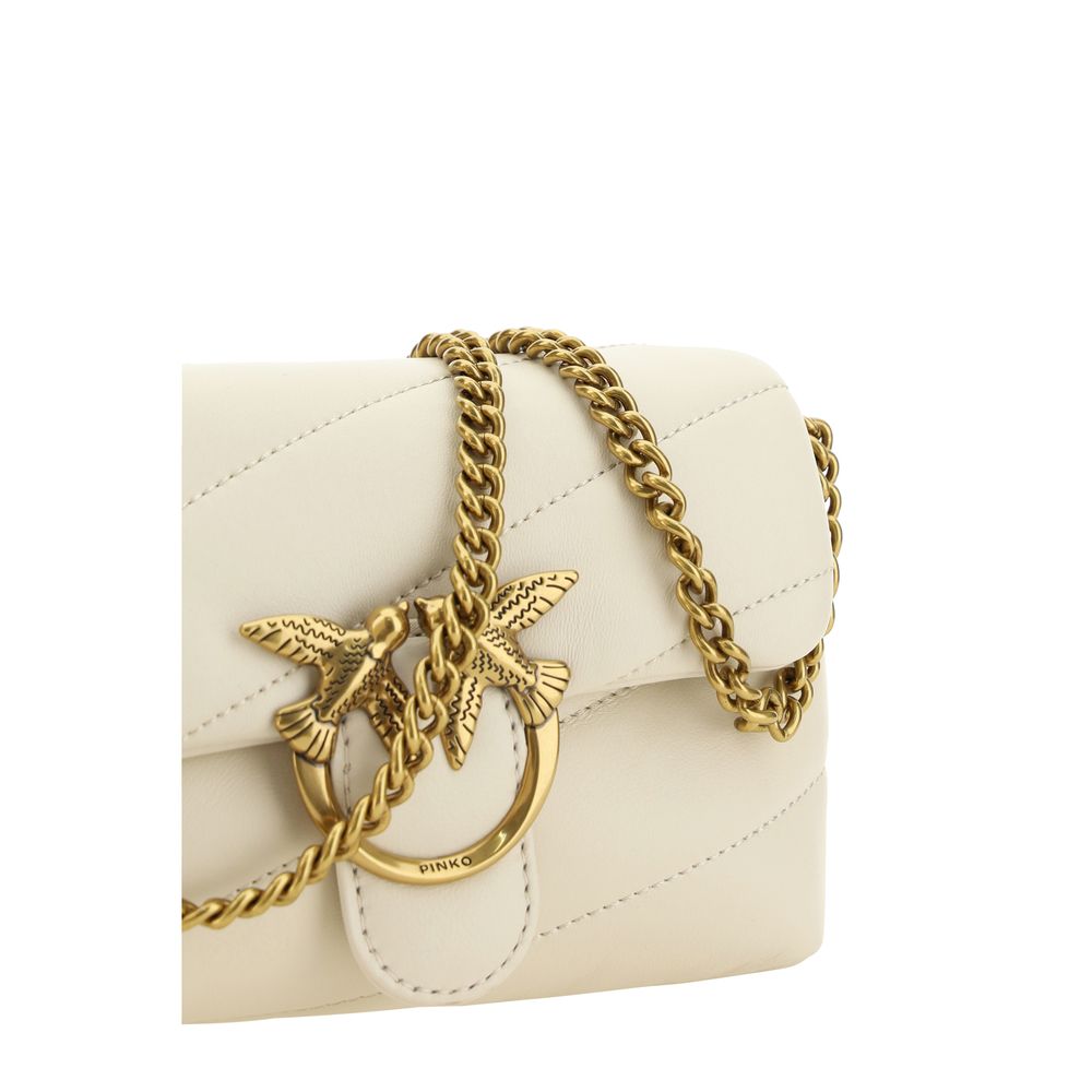 PINKO Weiße Kalbshaut Bos Taurus Schultertasche