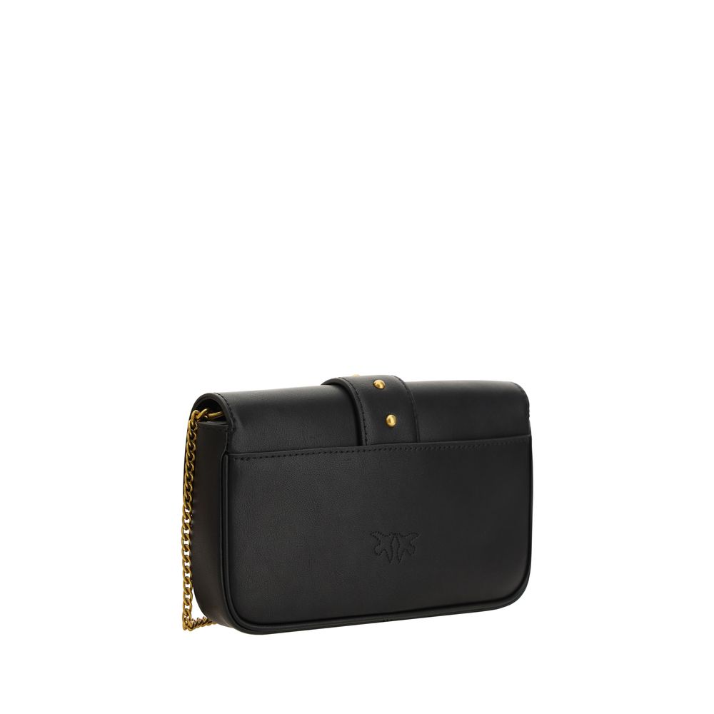 PINKO Schwarze Schultertasche aus Kalbsleder Bos Taurus