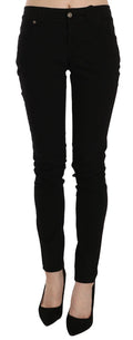 John Galliano Black Mid Waist Slim Fit Skinny Denim Casual Pants Jeans