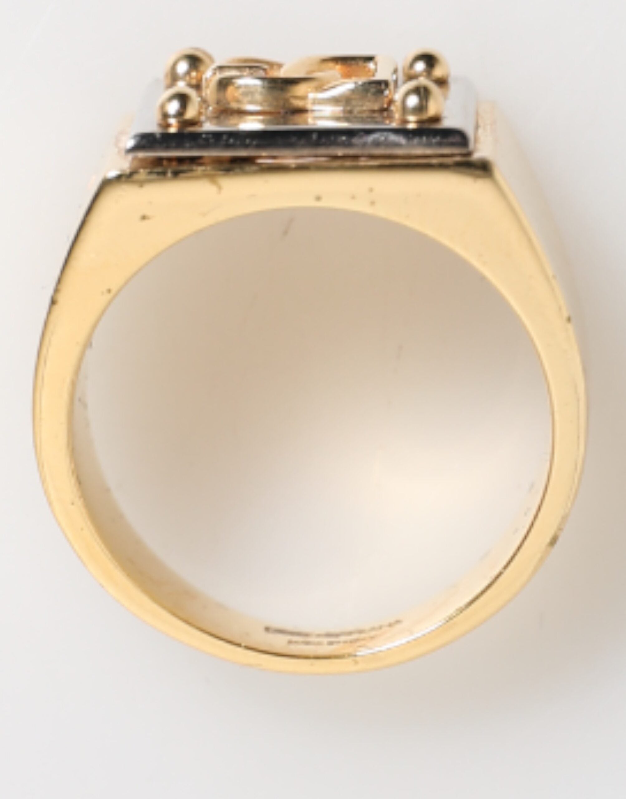 Dolce & Gabbana Gold-Ton Messing Signet Quadrat DG Logo Plaque Männer Ring