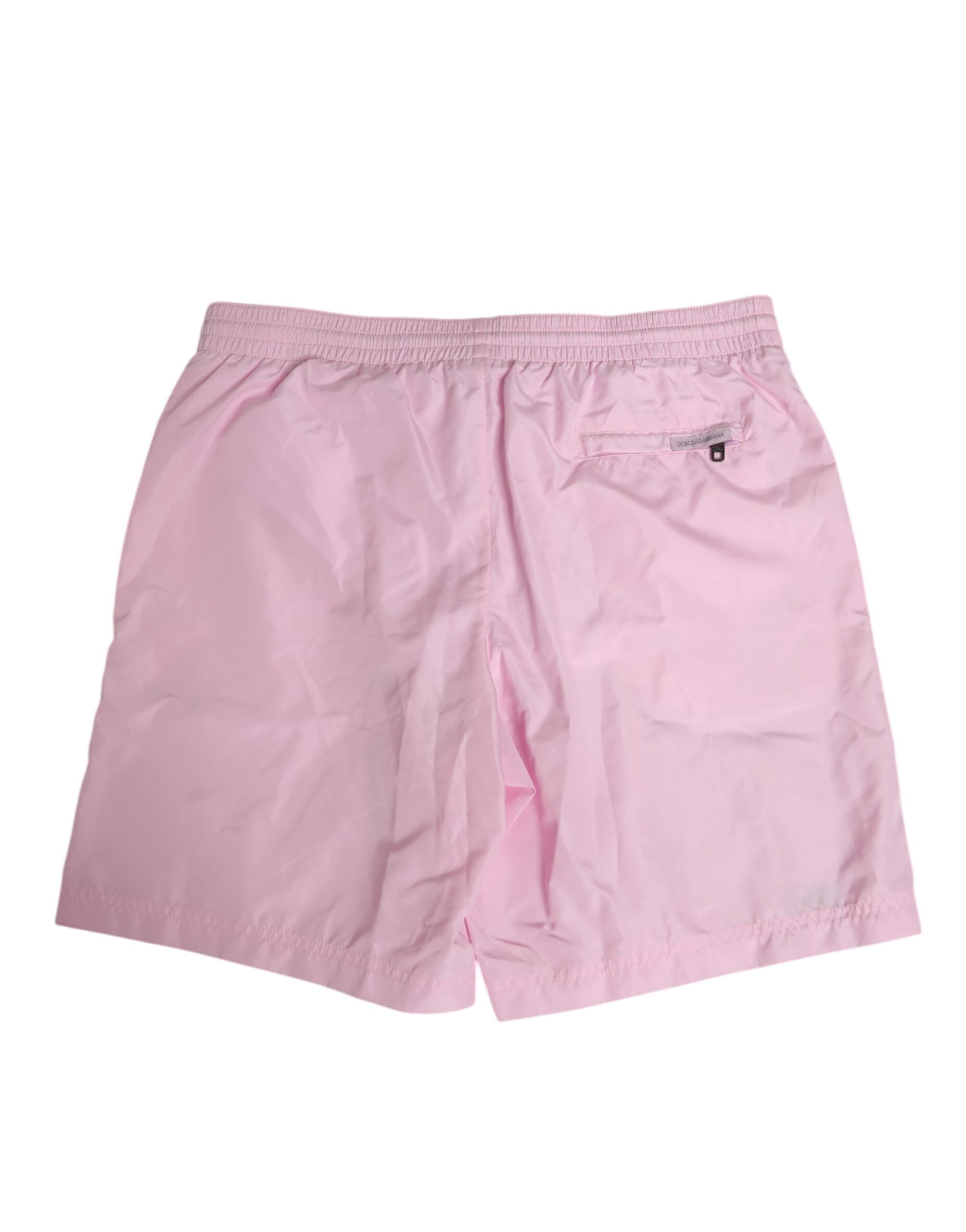 Dolce & Gabbana Pink Nylon Logo Side Stripe Beachwear Men Swimwear