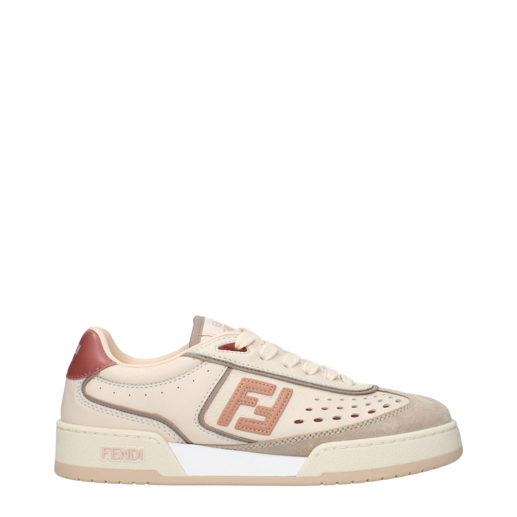 Fendi Beige Leder Low Tops