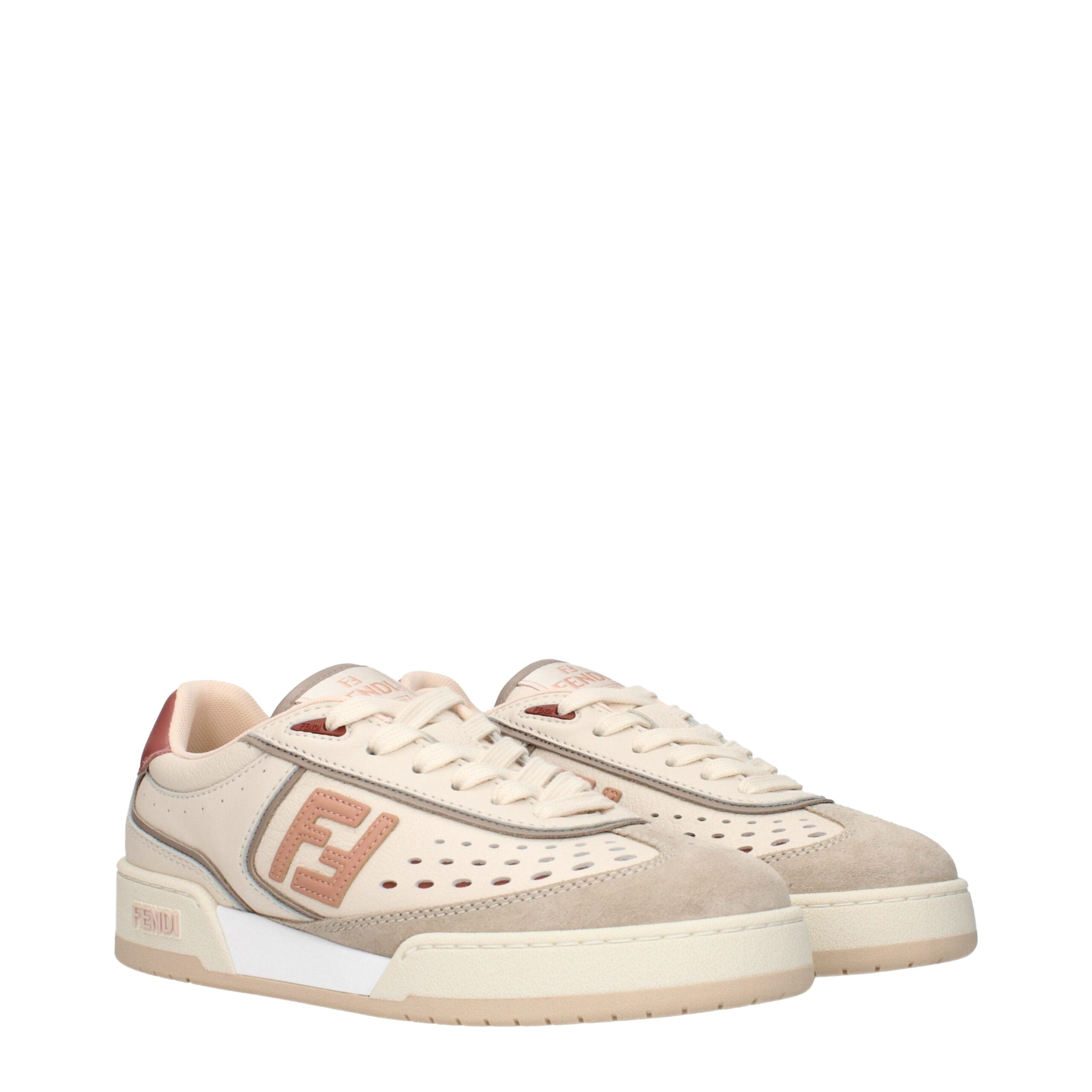 Fendi Beige Leder Low Tops