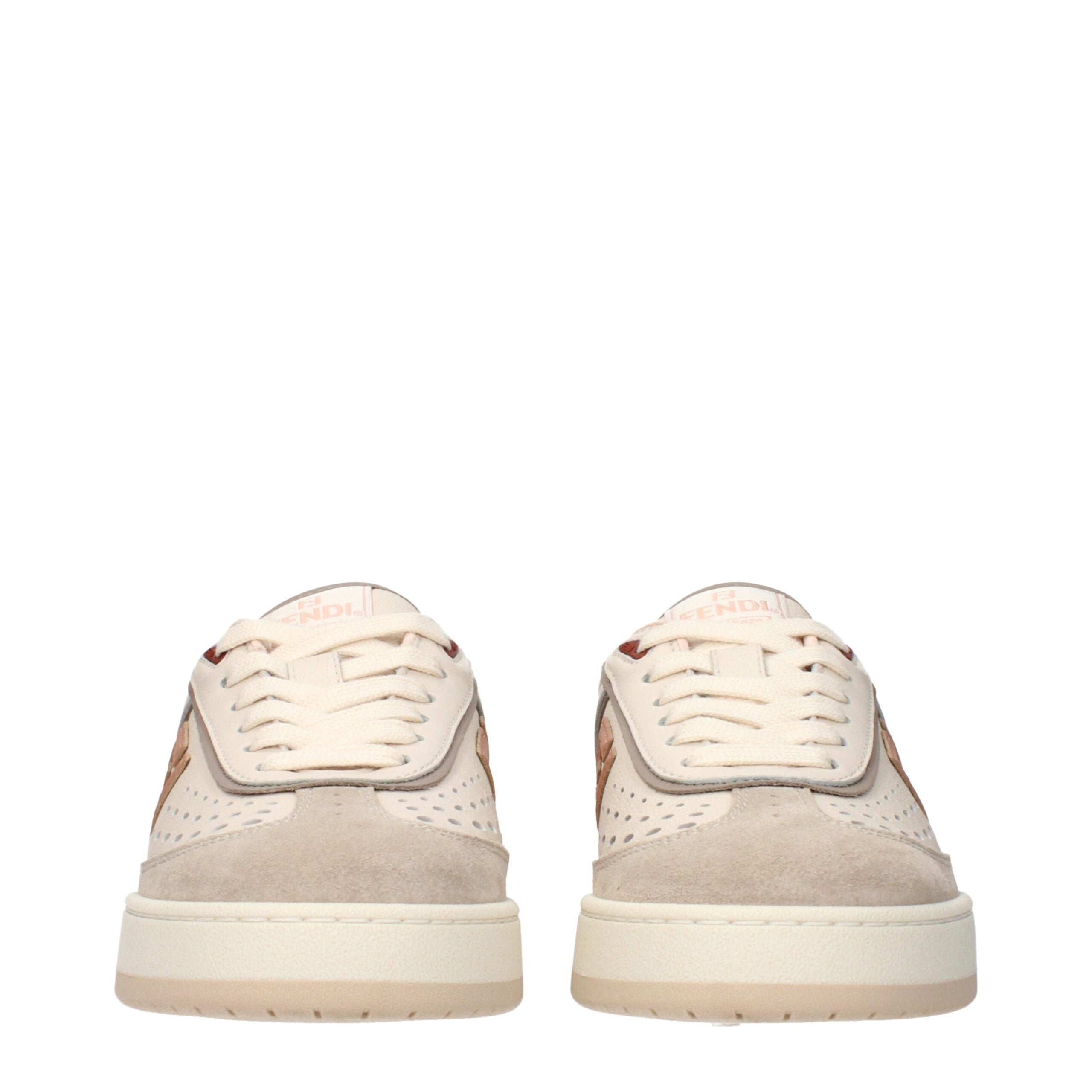 Fendi Beige Leder Low Tops