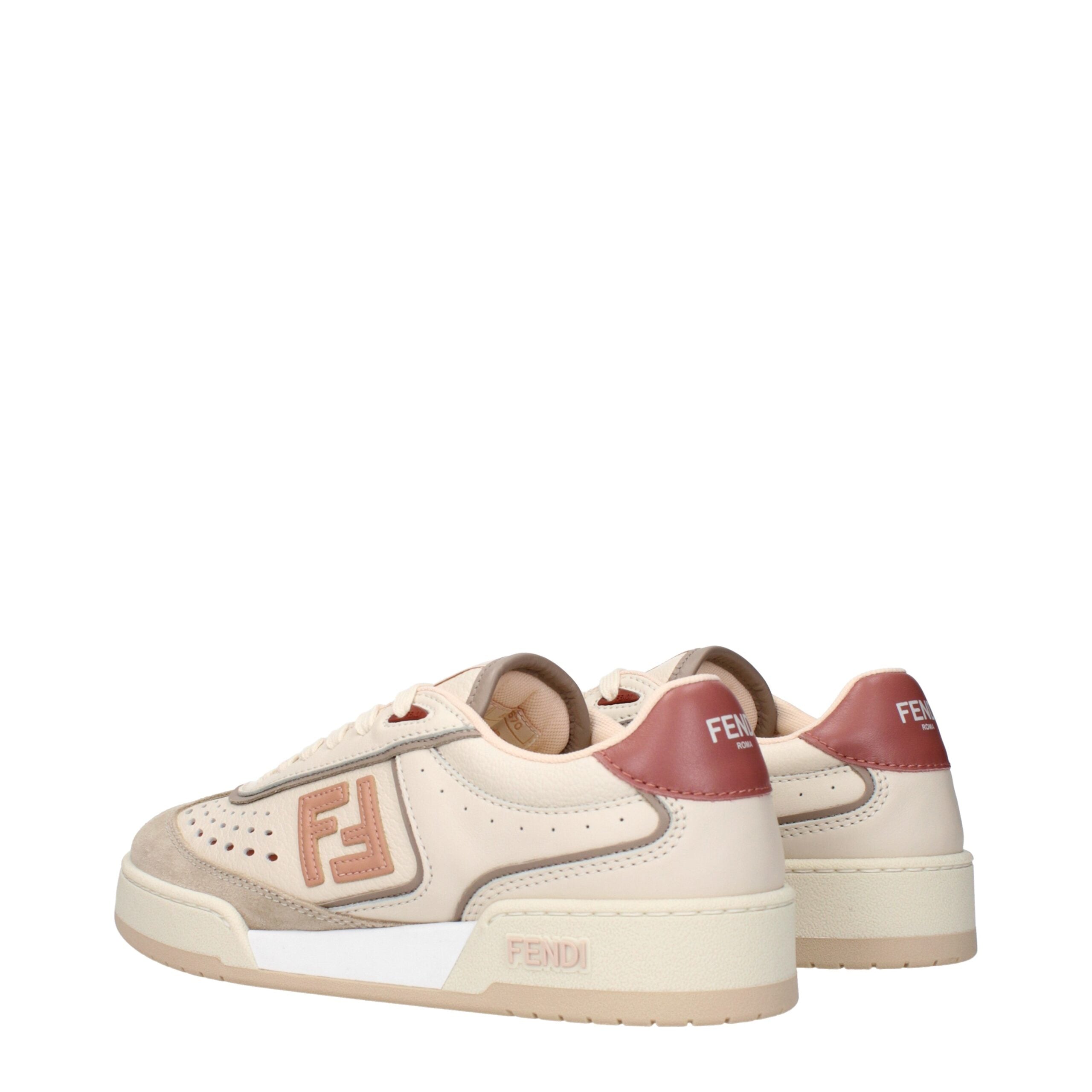 Fendi Beige Leder Low Tops