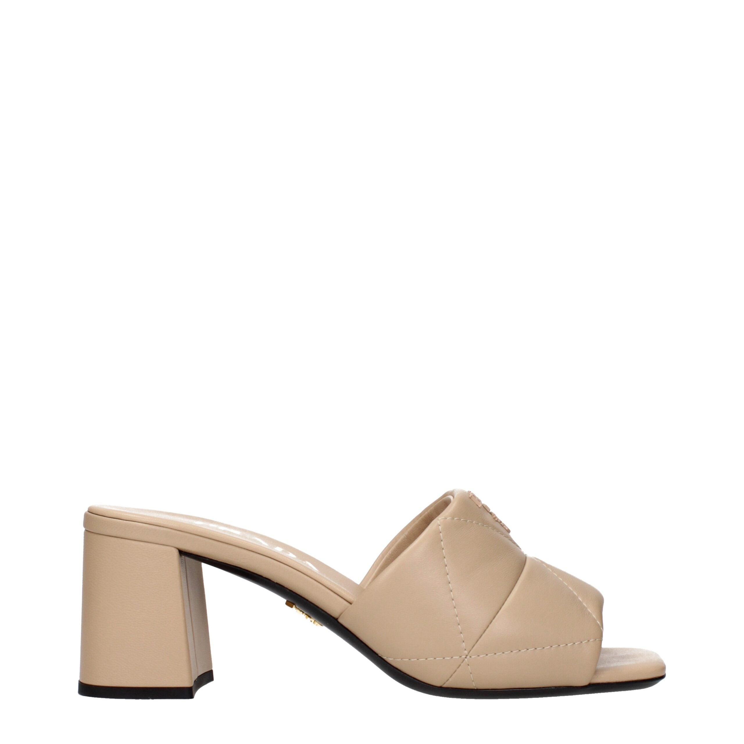 Prada Beige Leder Pantoffeln Sandalen