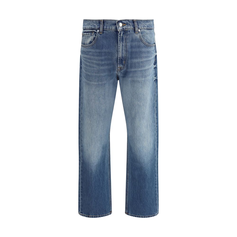 7FOR Gerade geschnittene Jeans aus blauem Baumwoll-Denim
