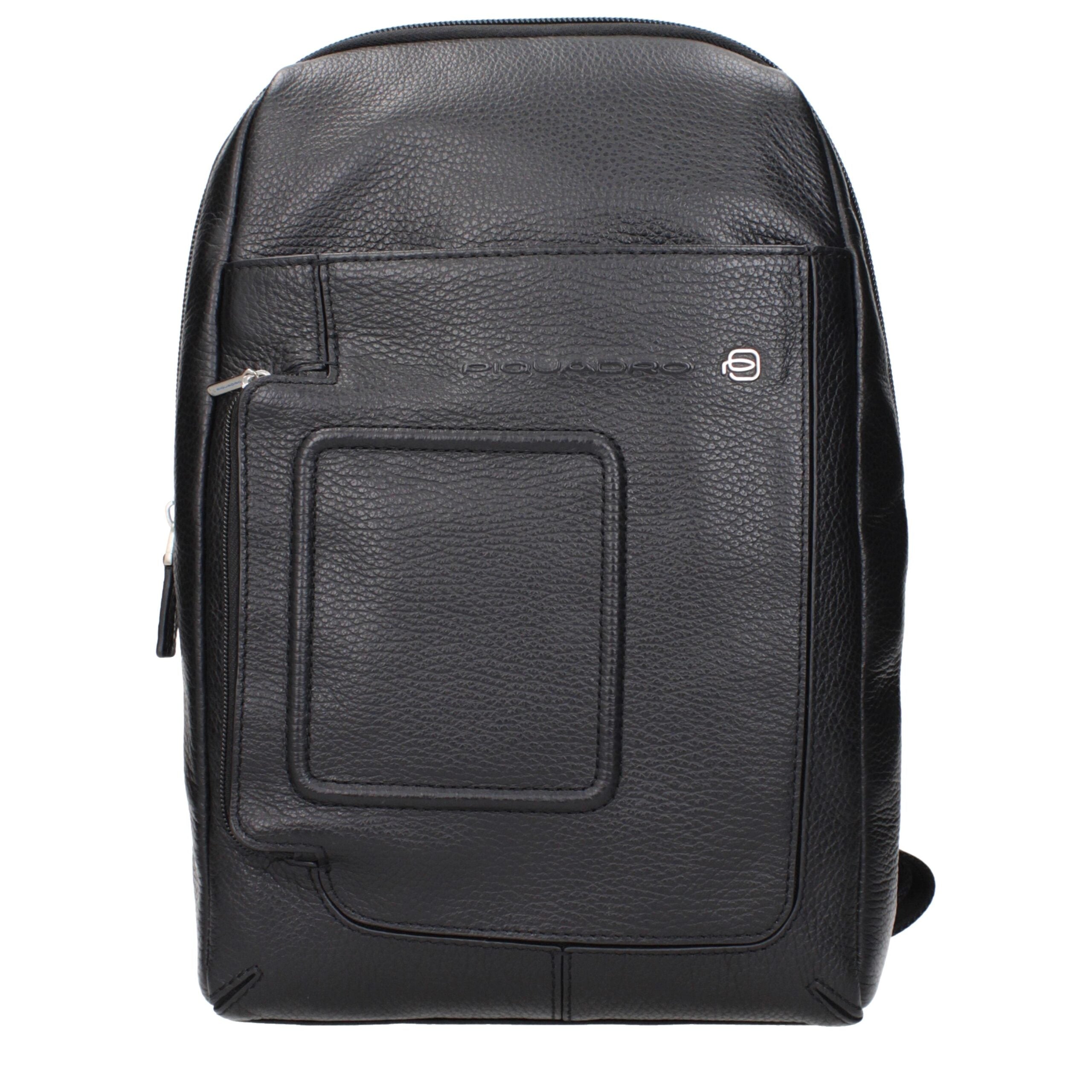 Piquadro Schwarze Leder-Umhängetasche