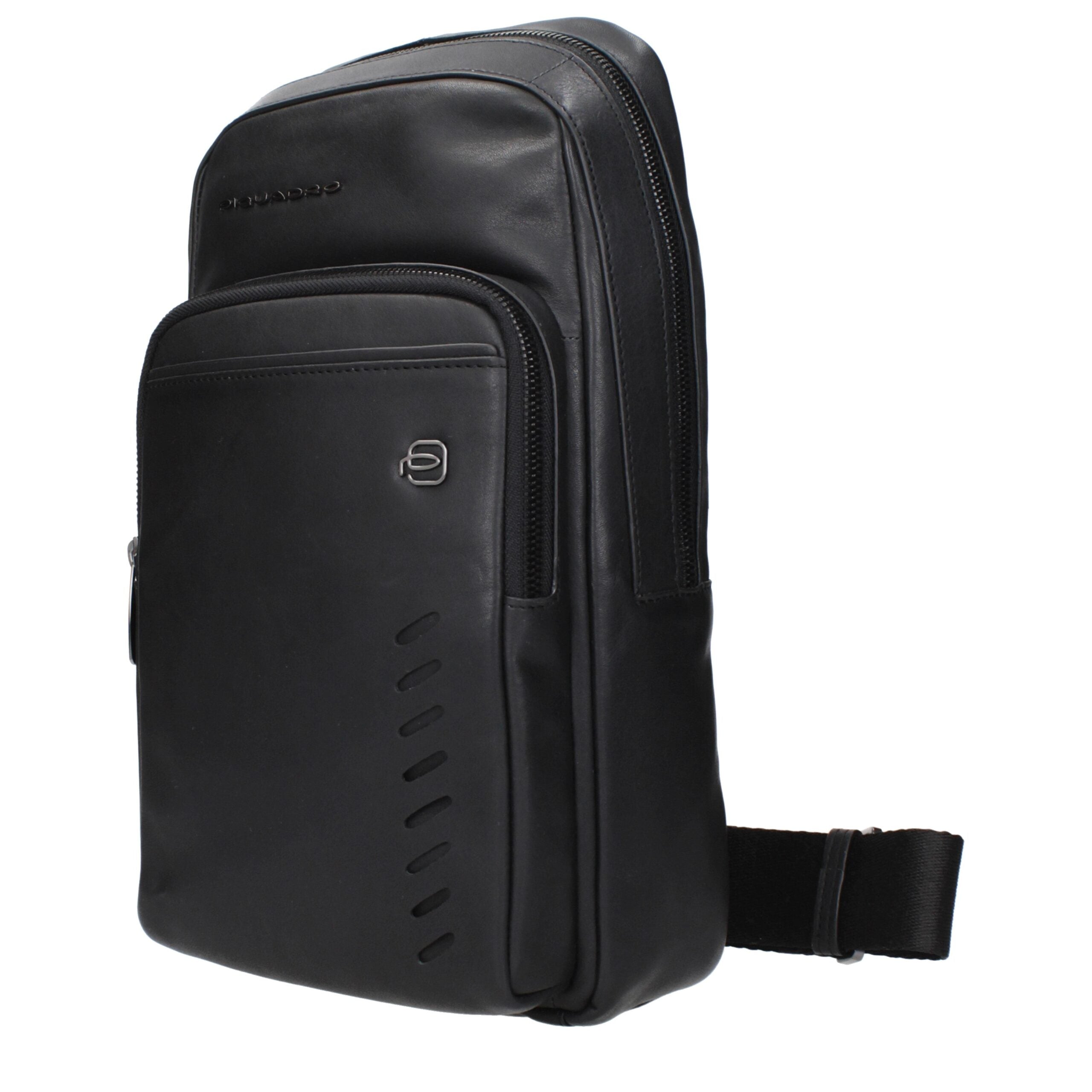 Piquadro Schwarze Leder-Umhängetasche