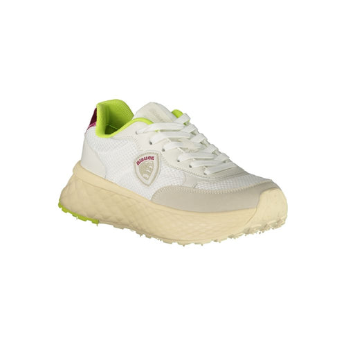 Blue sneaker made of white polyester