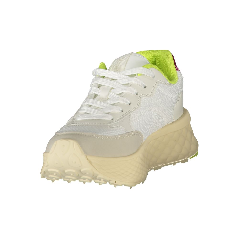 Blauer Sneaker aus weißem Polyester