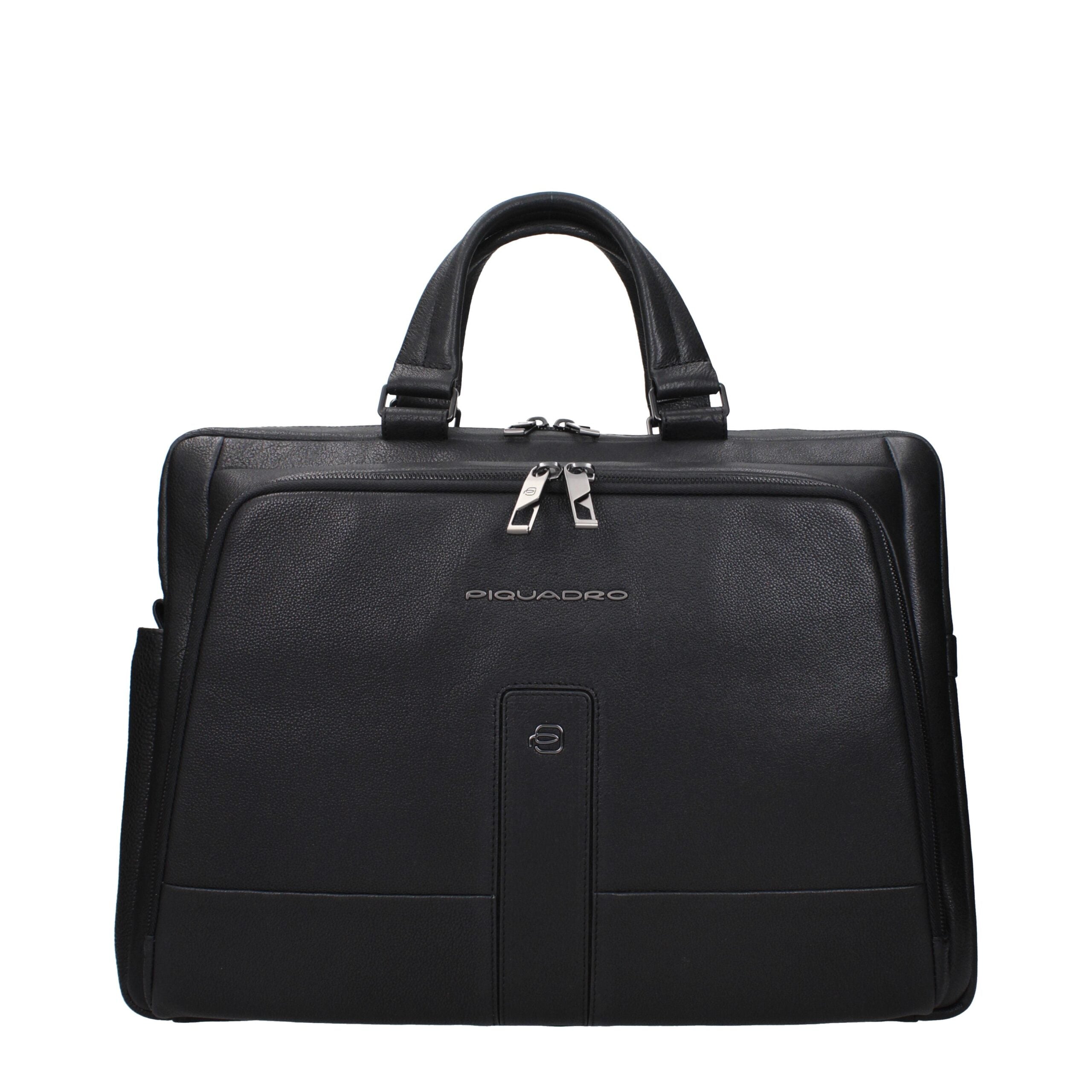 Piquadro Schwarze Ledertasche für Business und Laptop