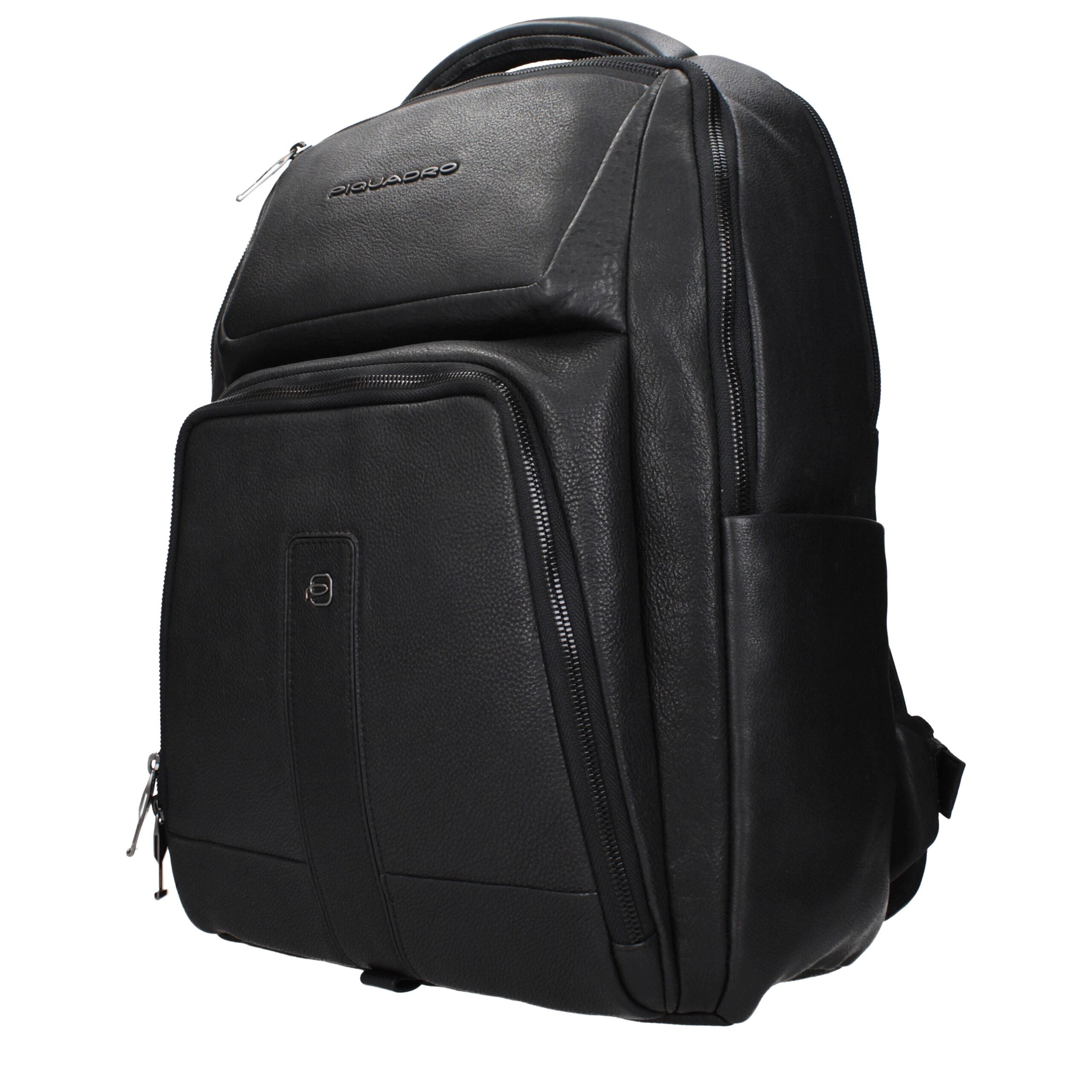 Piquadro Schwarzer Lederrucksack