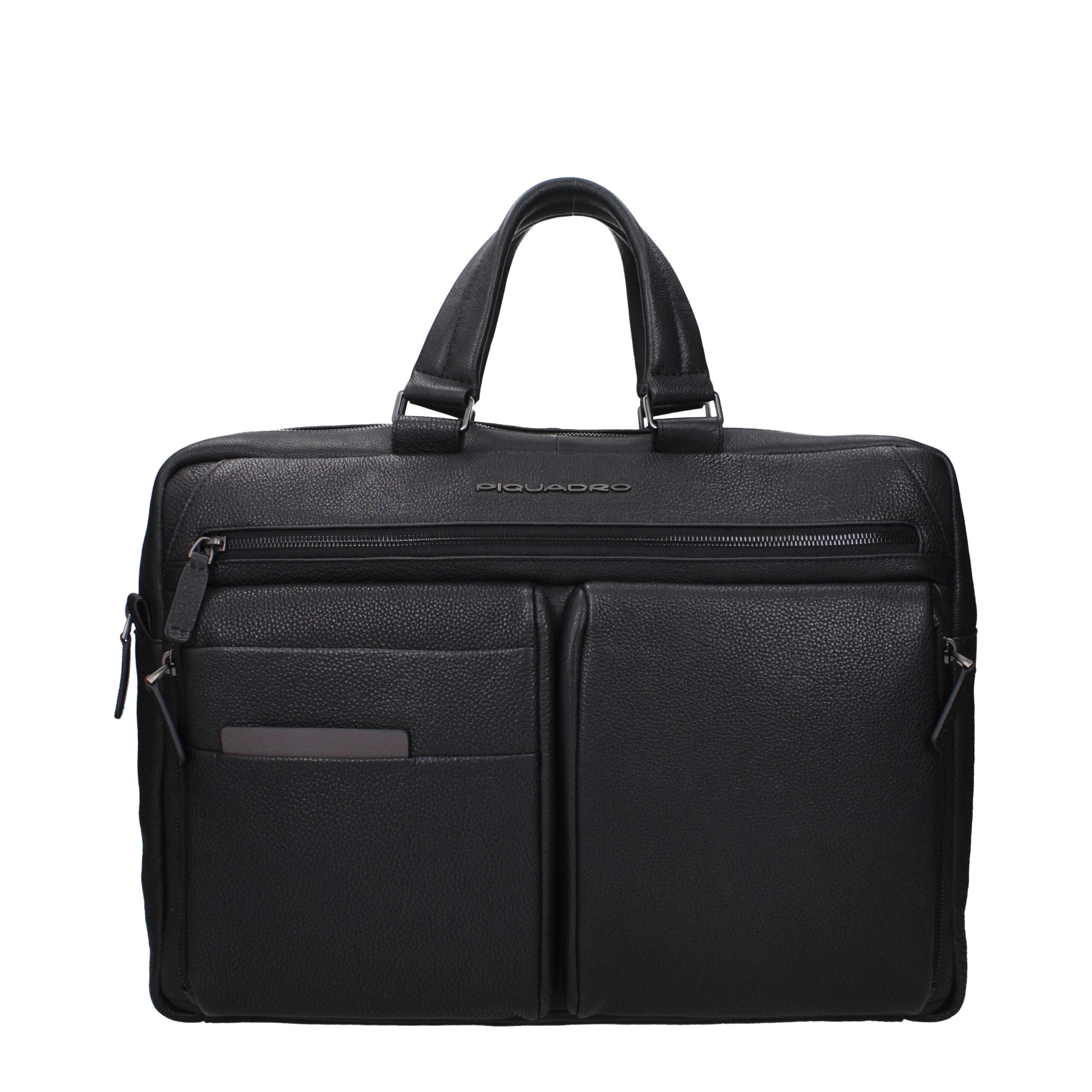 Piquadro Elegante schwarze Ledertasche für Business und Laptop