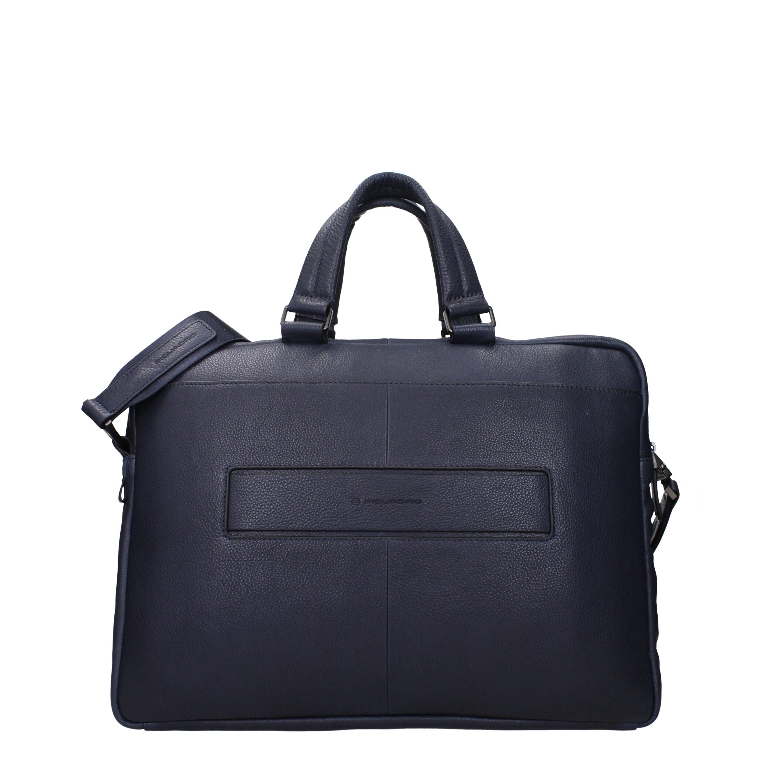 Piquadro Elegante Business- und Laptop-Tasche aus Blauem Leder