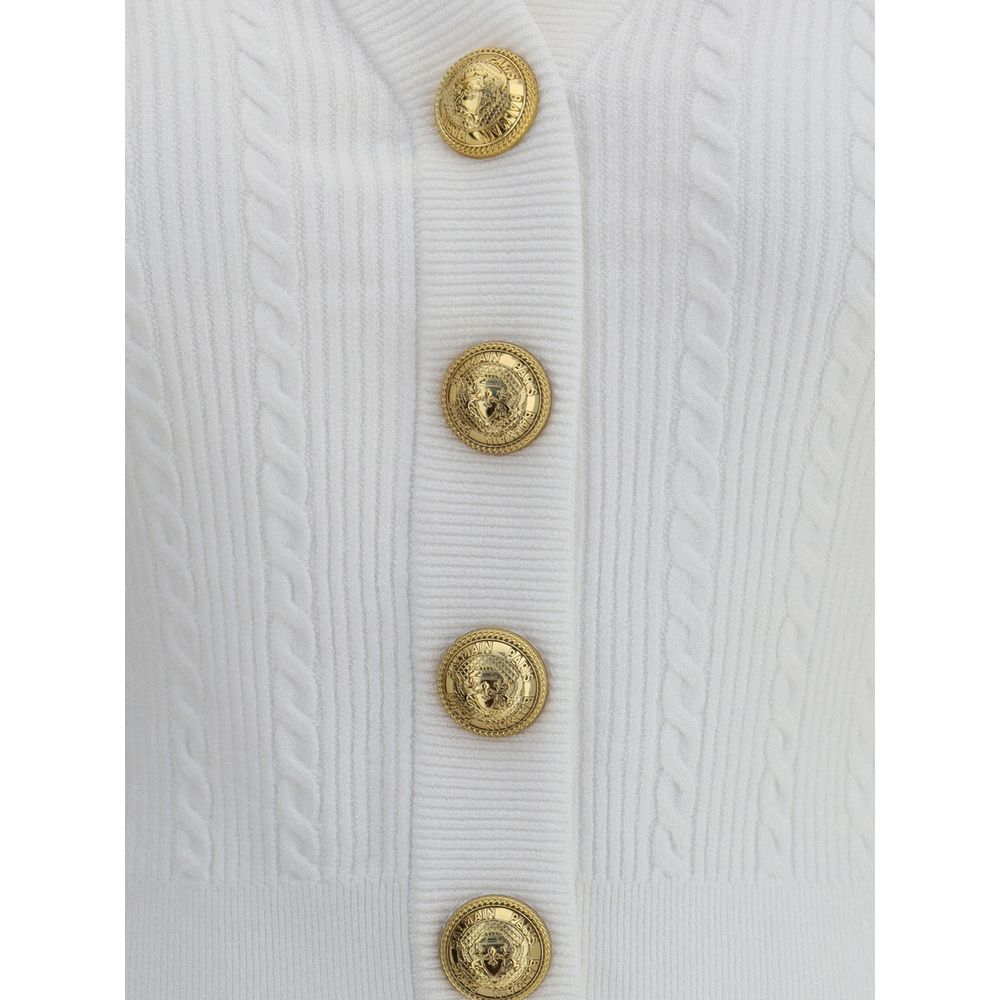 Balmain Gerippte und geflochtene Strickjacke