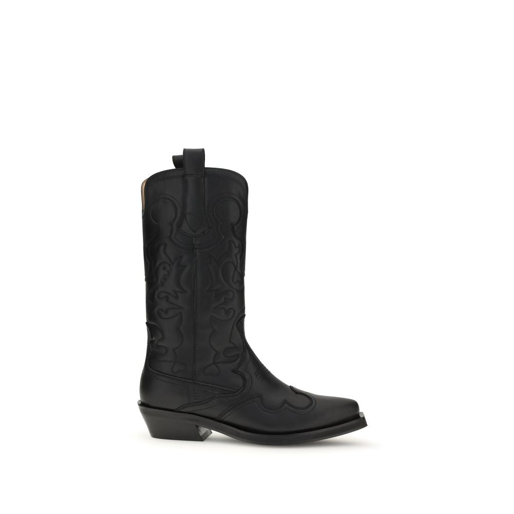Ganni Schwarze Stiefel aus recyceltem Leder