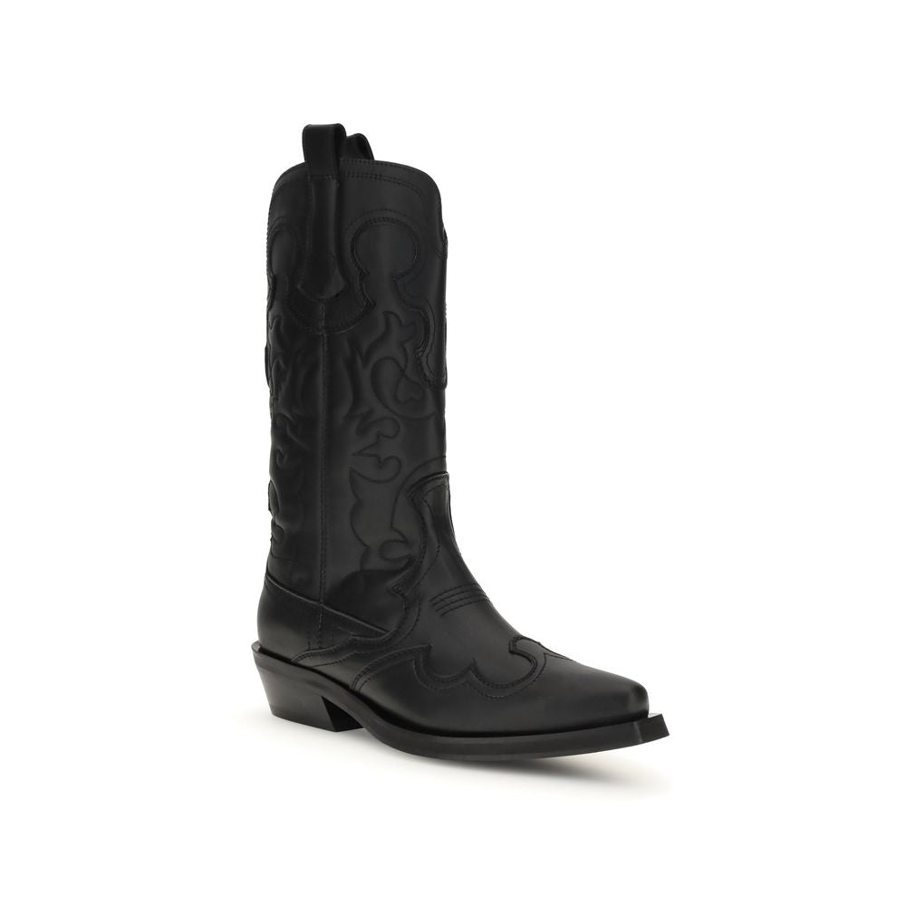 Ganni Schwarze Stiefel aus recyceltem Leder
