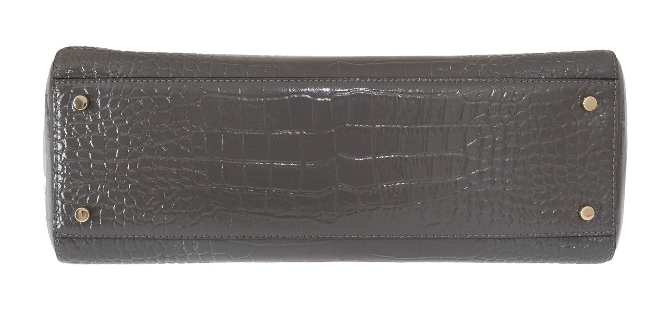 Kate Spade Elissa Bristol Drive Tote Handtasche aus grauem Leder mit Krokoprägung