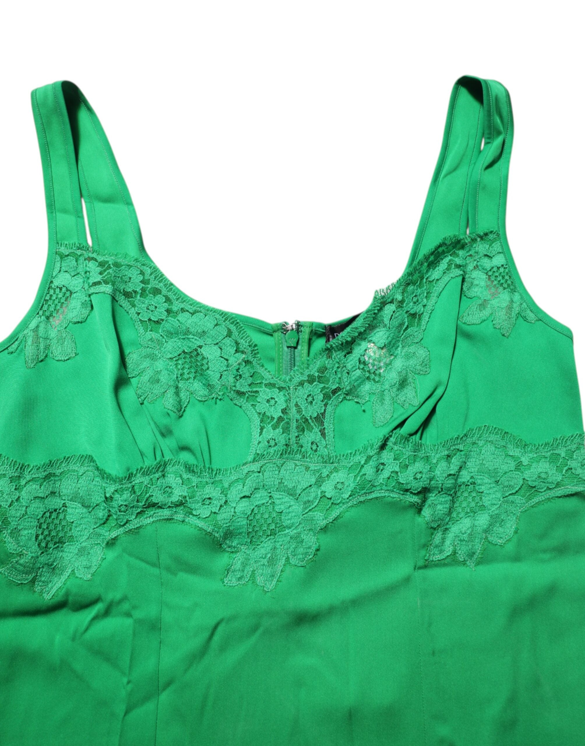 Dolce & Gabbana Grünes florales Spitzen-Tank-Dessous-Top Unterwäsche