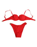 Dolce & Gabbana Red Nylon Swimsuit 2 Piece Top Bottom Swimwear
