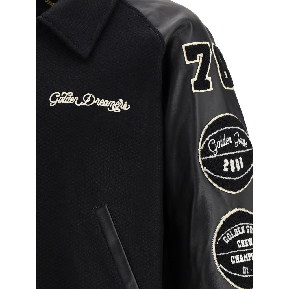 Golden Goose Schwarze Bomberjacke aus Wollfleece