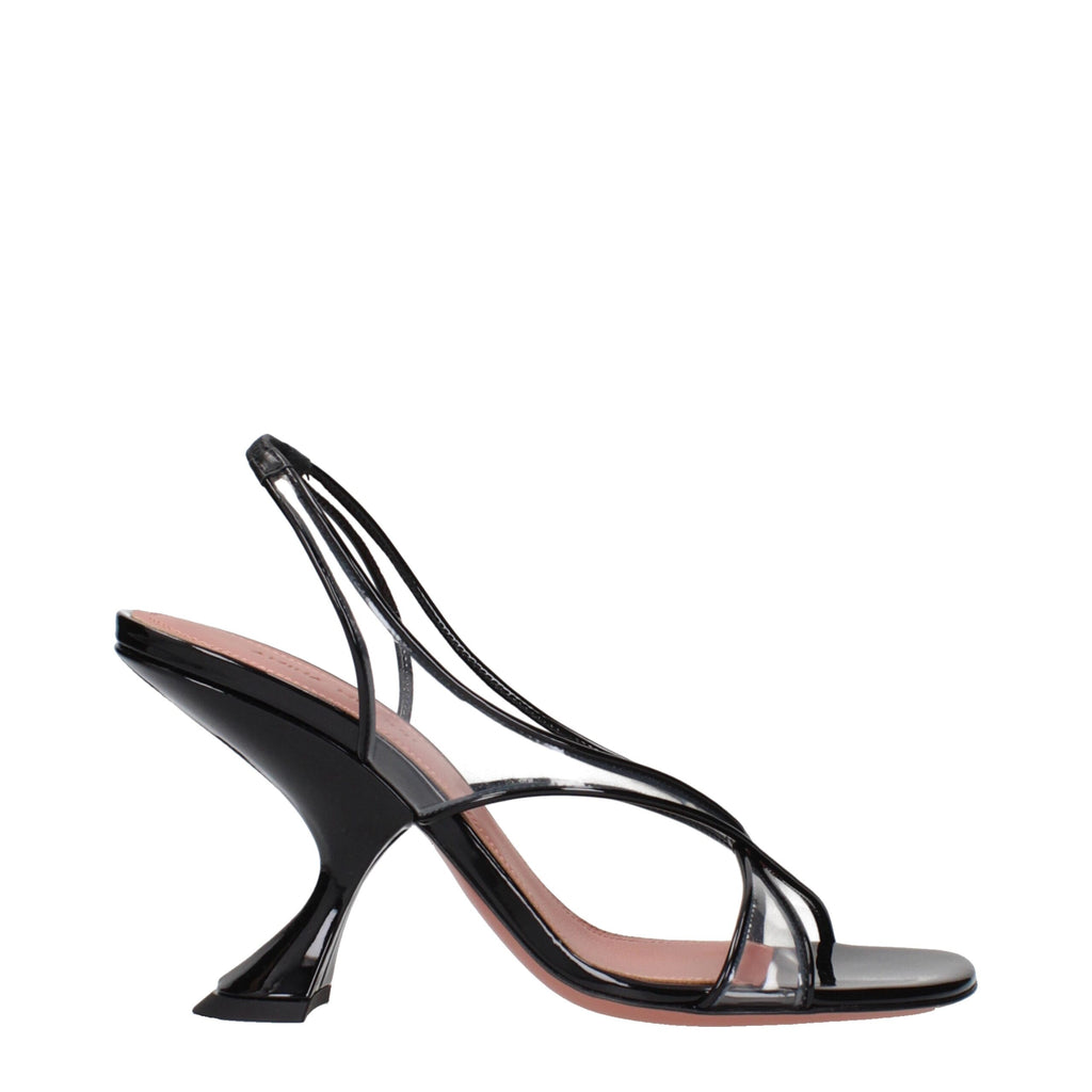 Amina Muaddi Schwarze Leder-Stilettos