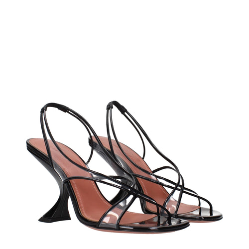 Amina Muaddi Schwarze Leder-Stilettos