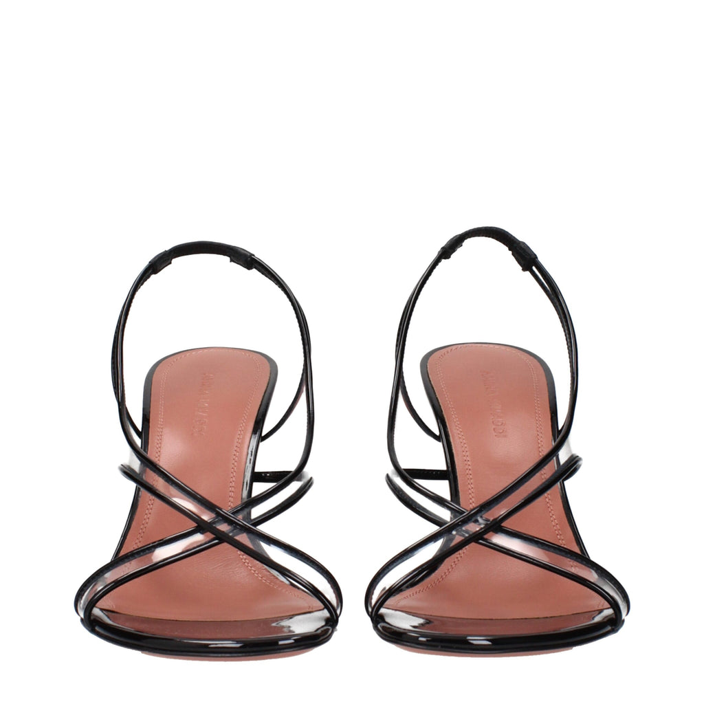 Amina Muaddi Schwarze Leder-Stilettos